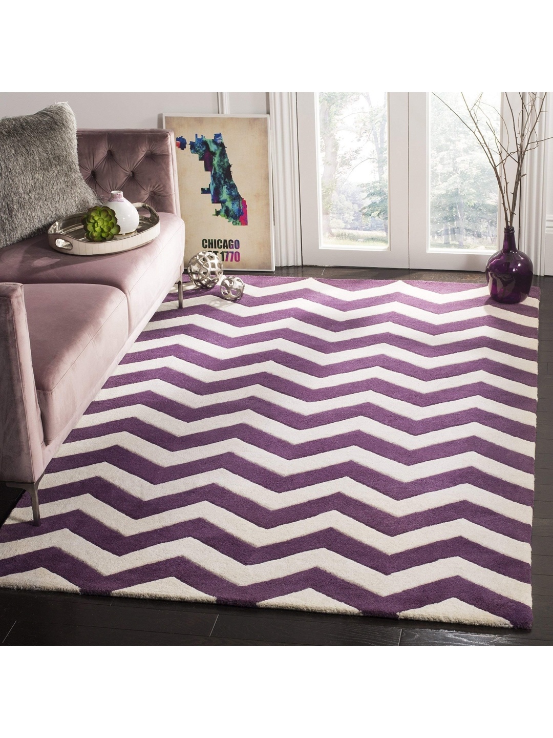 

IMRA CARPET Purple Geometric Woollen Carpet