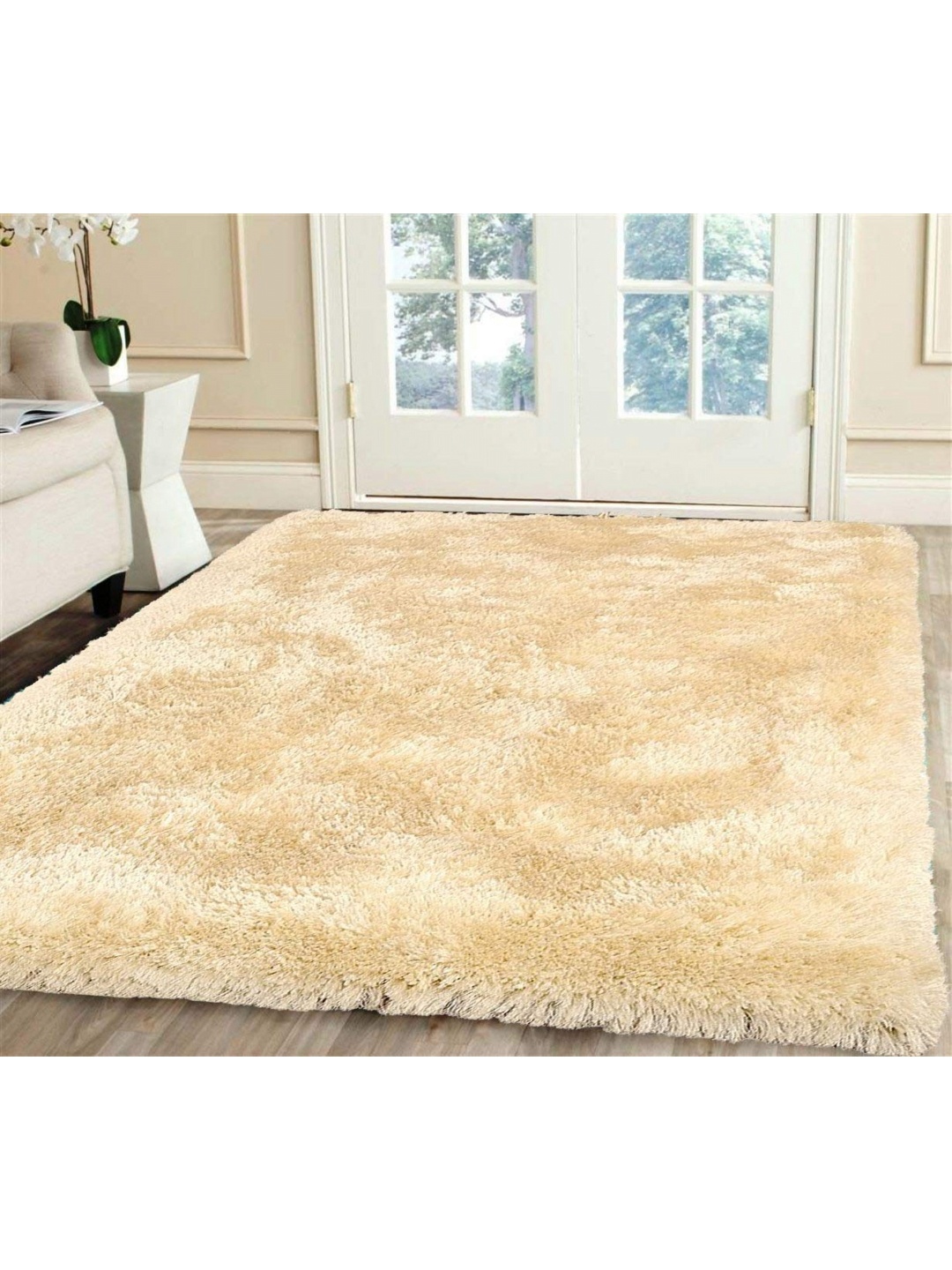 

IMRA CARPET Cream-Coloured Solid Polyester Carpet