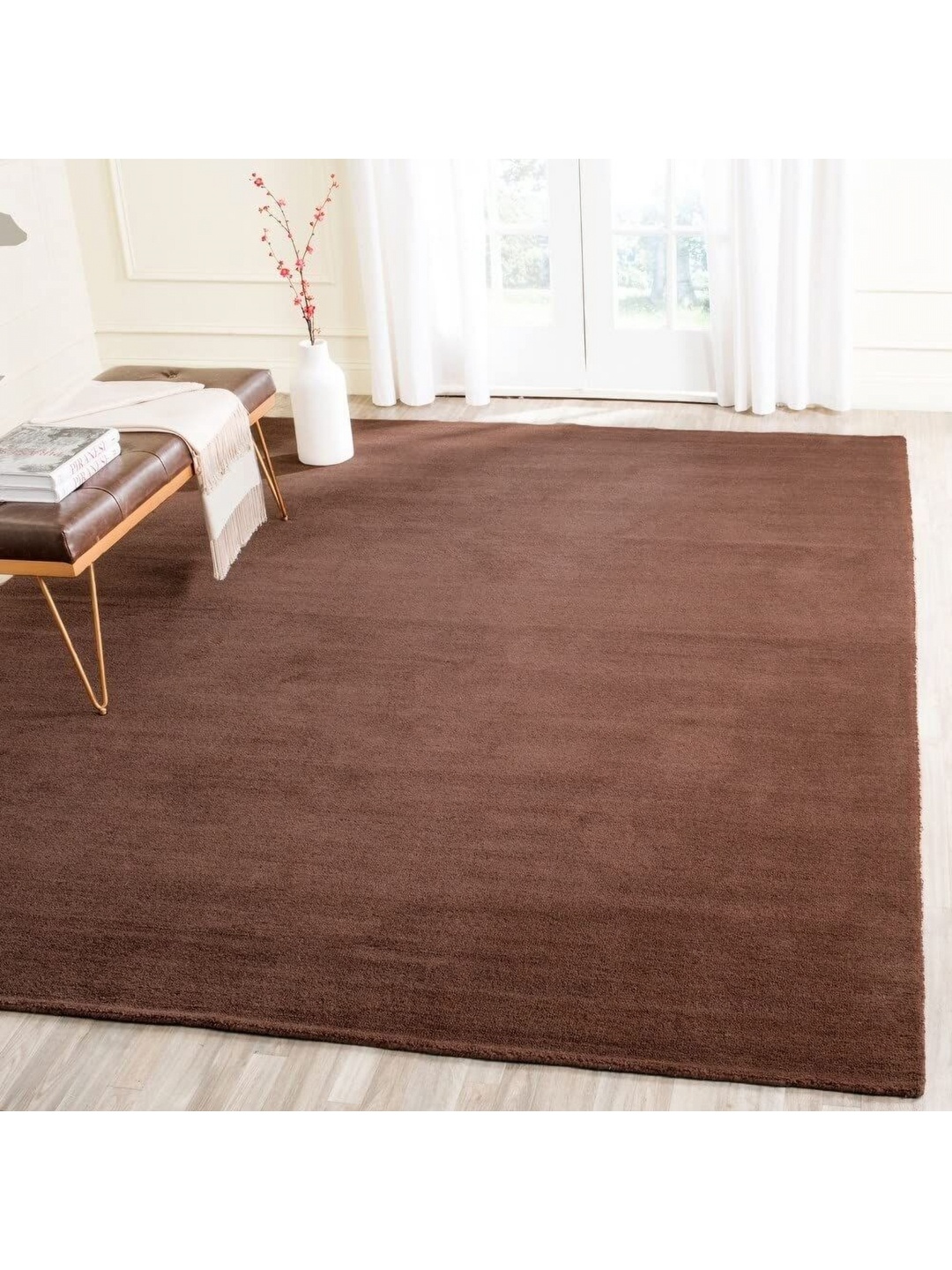 

IMRA CARPET Brown Solid Woollen Carpet