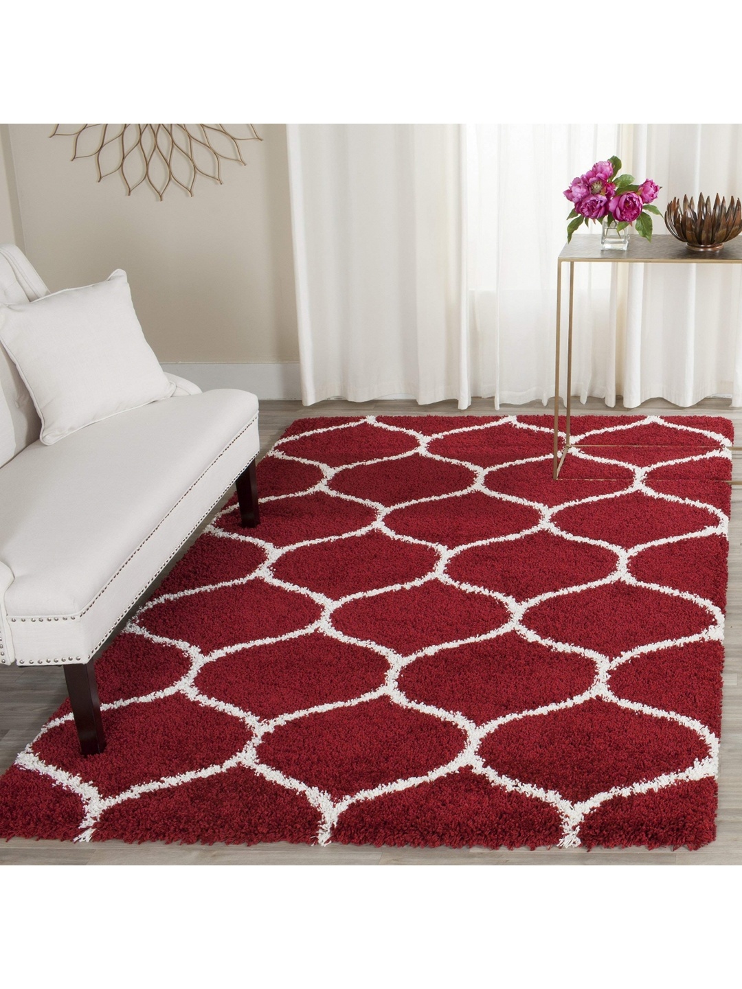 

IMRA CARPET Red Geometric Polyester Carpet