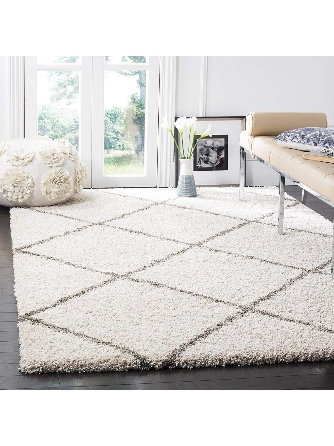 

IMRA CARPET Grey Geometric Handmade Polyester Carpet