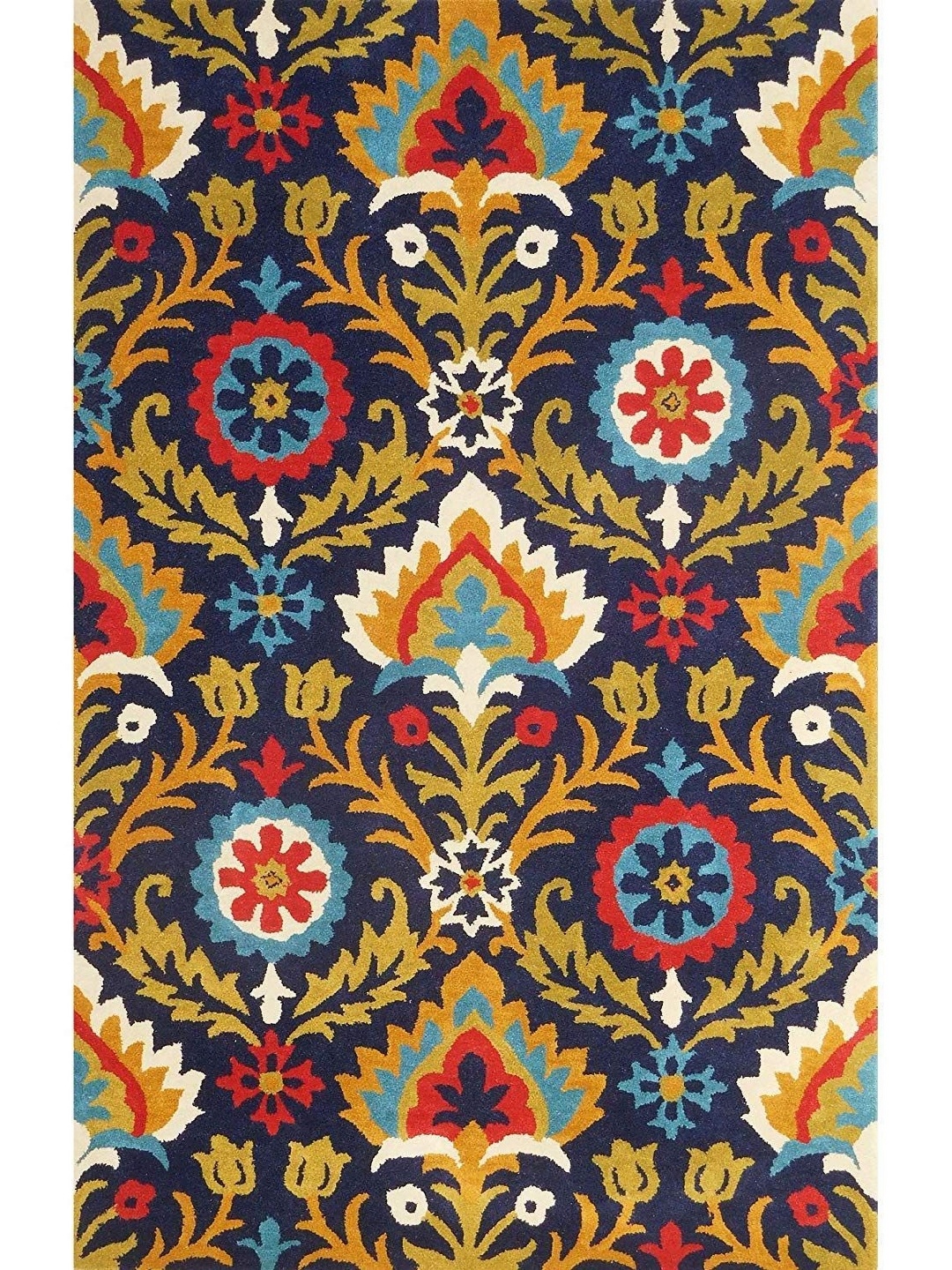 

IMRA CARPET Blue Floral Woollen Carpet