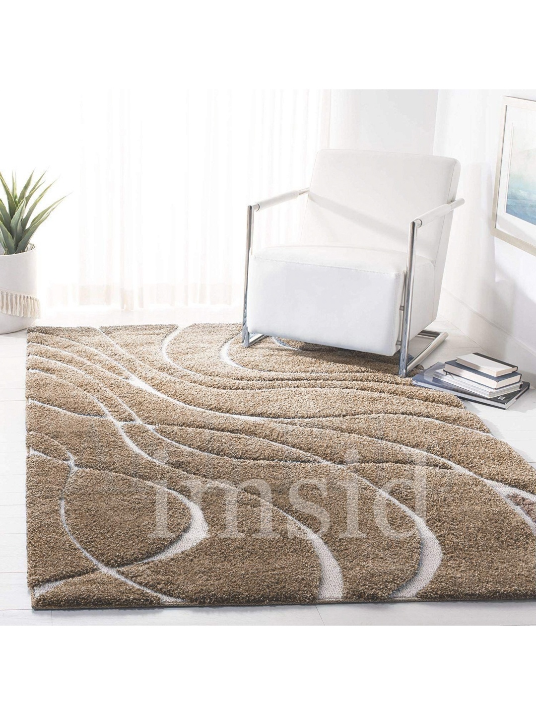 IMRA CARPET Camel Brown Abstract Polyester Carpet
