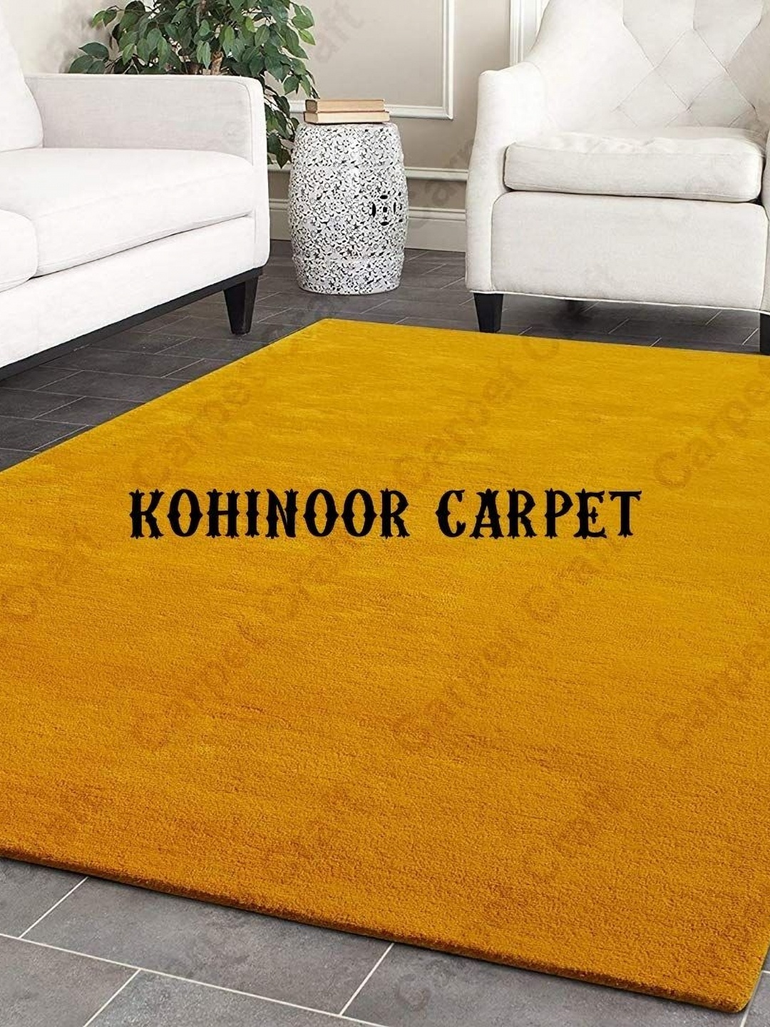 

IMRA CARPET Gold-Toned Solid Woollen Carpet