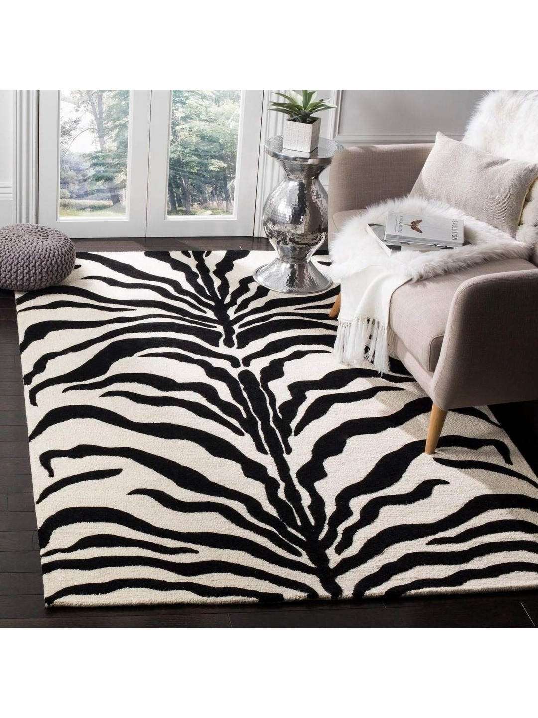 IMRA CARPET Black Abstract Woollen Carpet