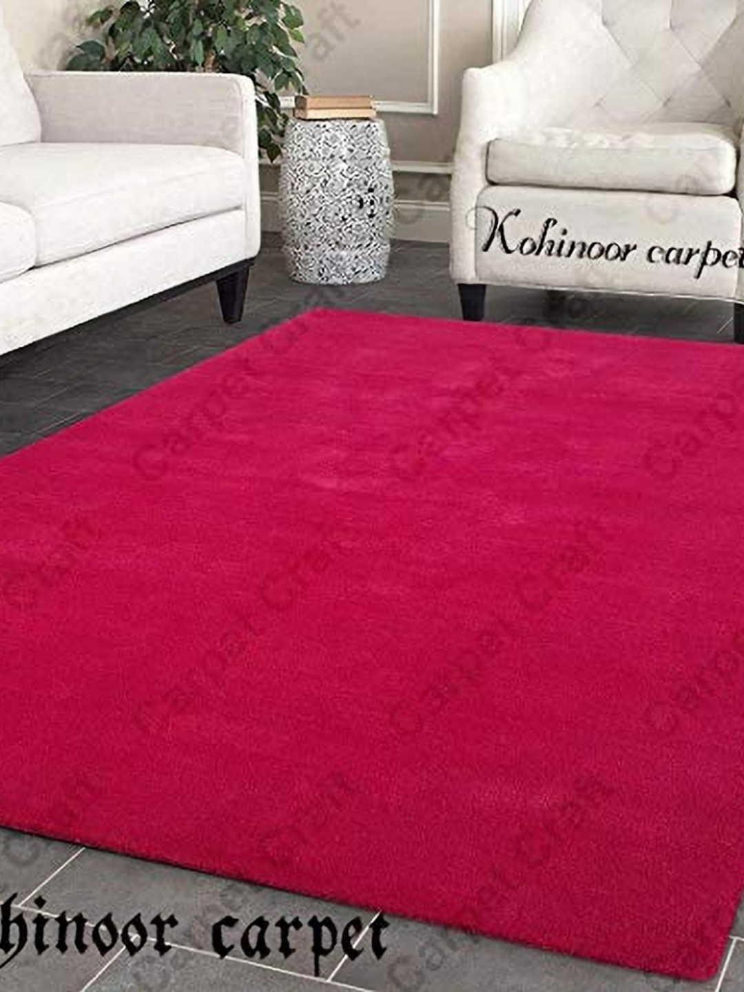 

IMRA CARPET Pink Solid Handmade Woollen Carpet