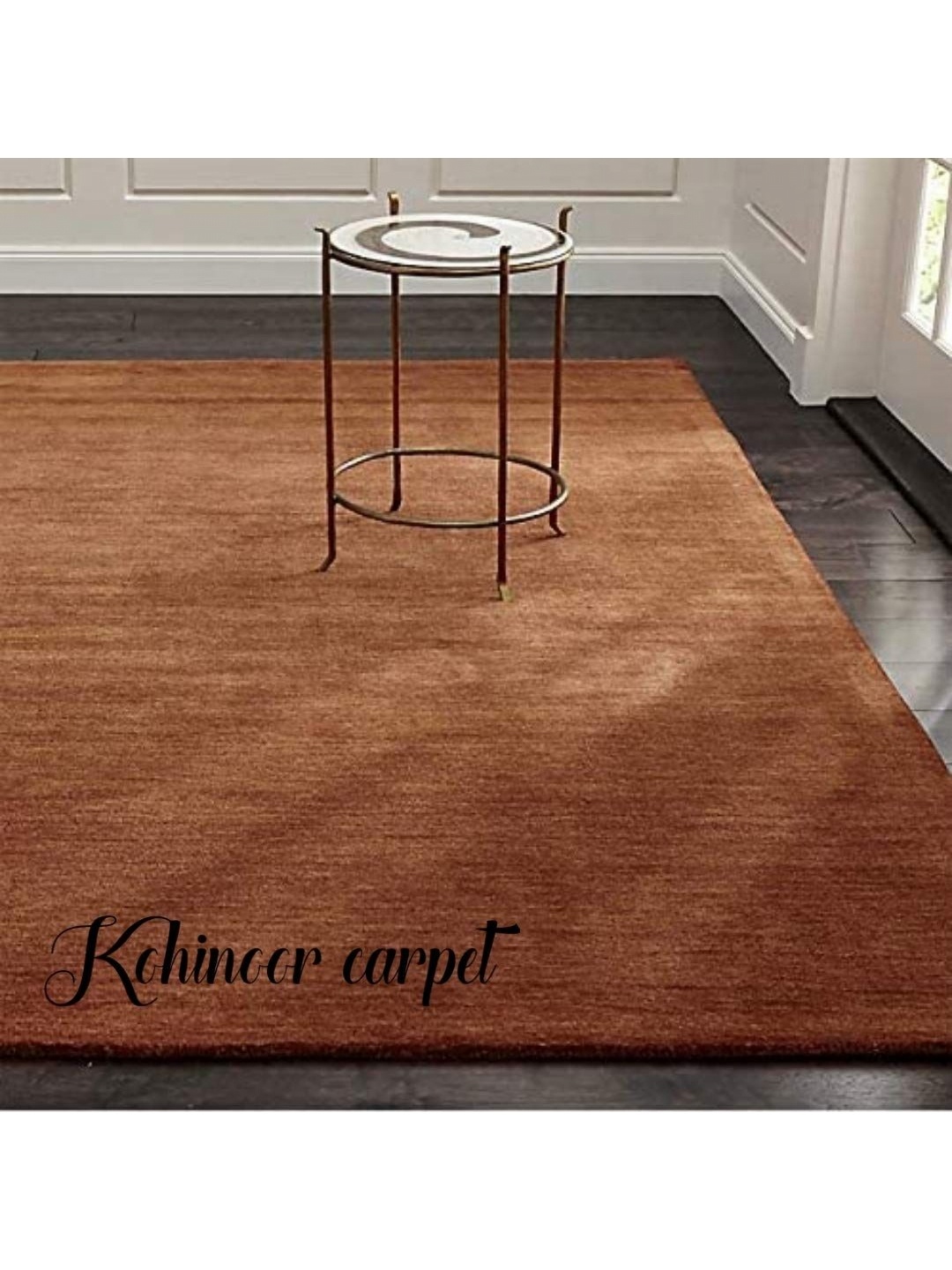 

IMRA CARPET Rust Solid Anti-Skid Woollen Carpet