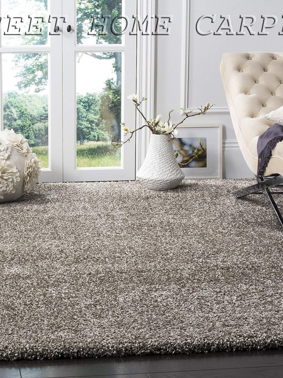 

IMRA CARPET Silver-Toned Solid Anti-Skid Polyester Carpet