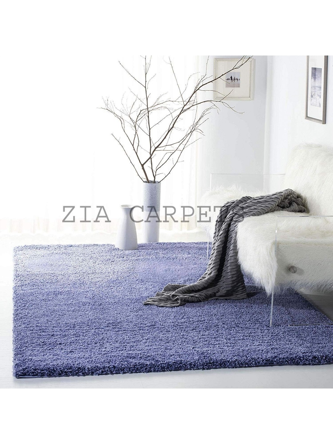 

IMRA CARPET Turquoise Blue Solid Handmade Polyester Carpet