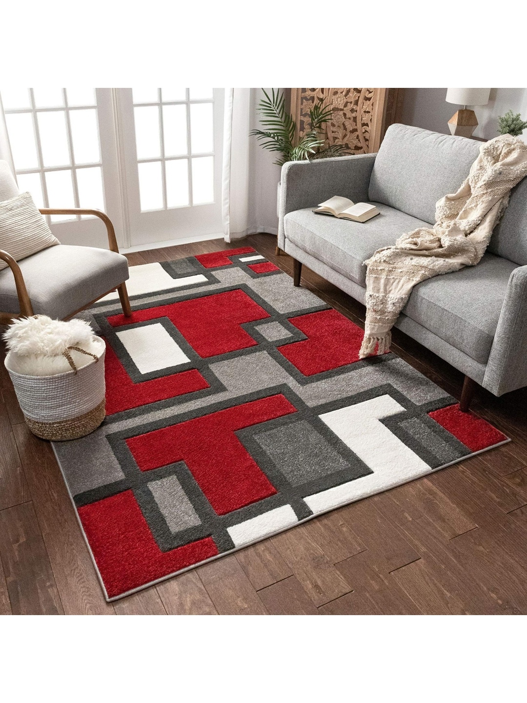 

IMRA CARPET Maroon Geometric Handmade Woollen Carpet