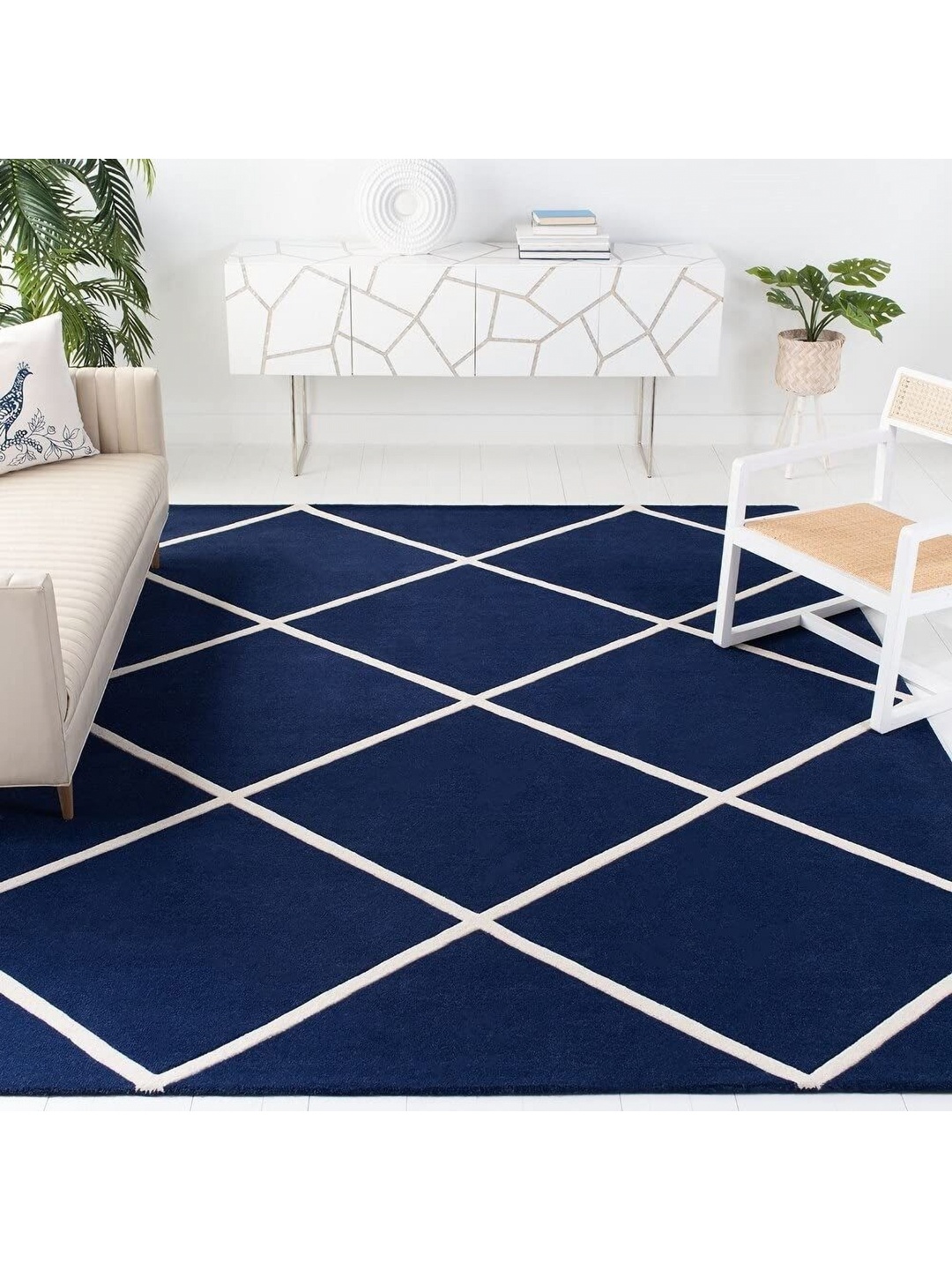 

IMRA CARPET Blue Geometric Handmade Woollen Carpet