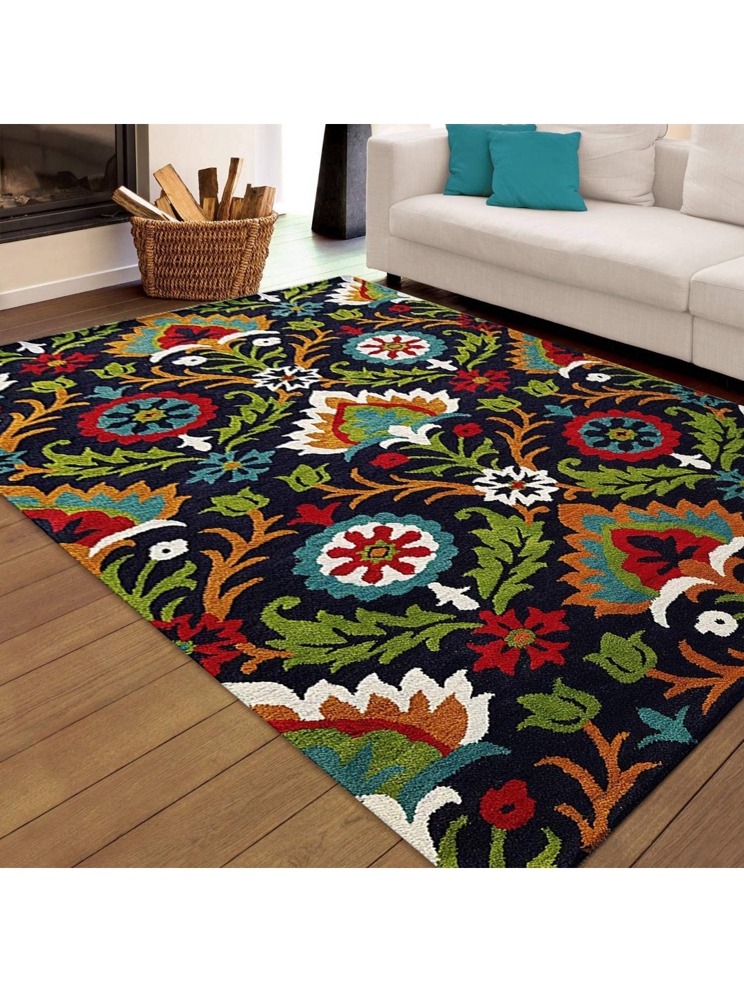 

IMRA CARPET Black Ethnic Motifs Woollen Carpet