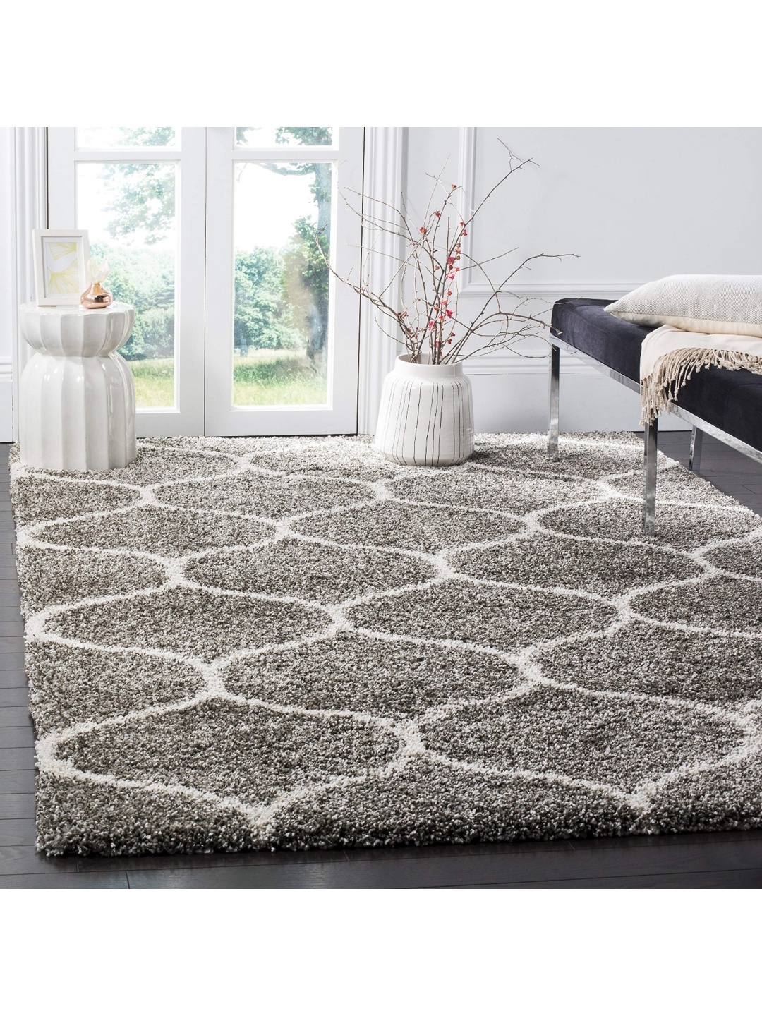 

IMRA CARPET Grey Ethnic Motifs Handmade Polyester Carpet