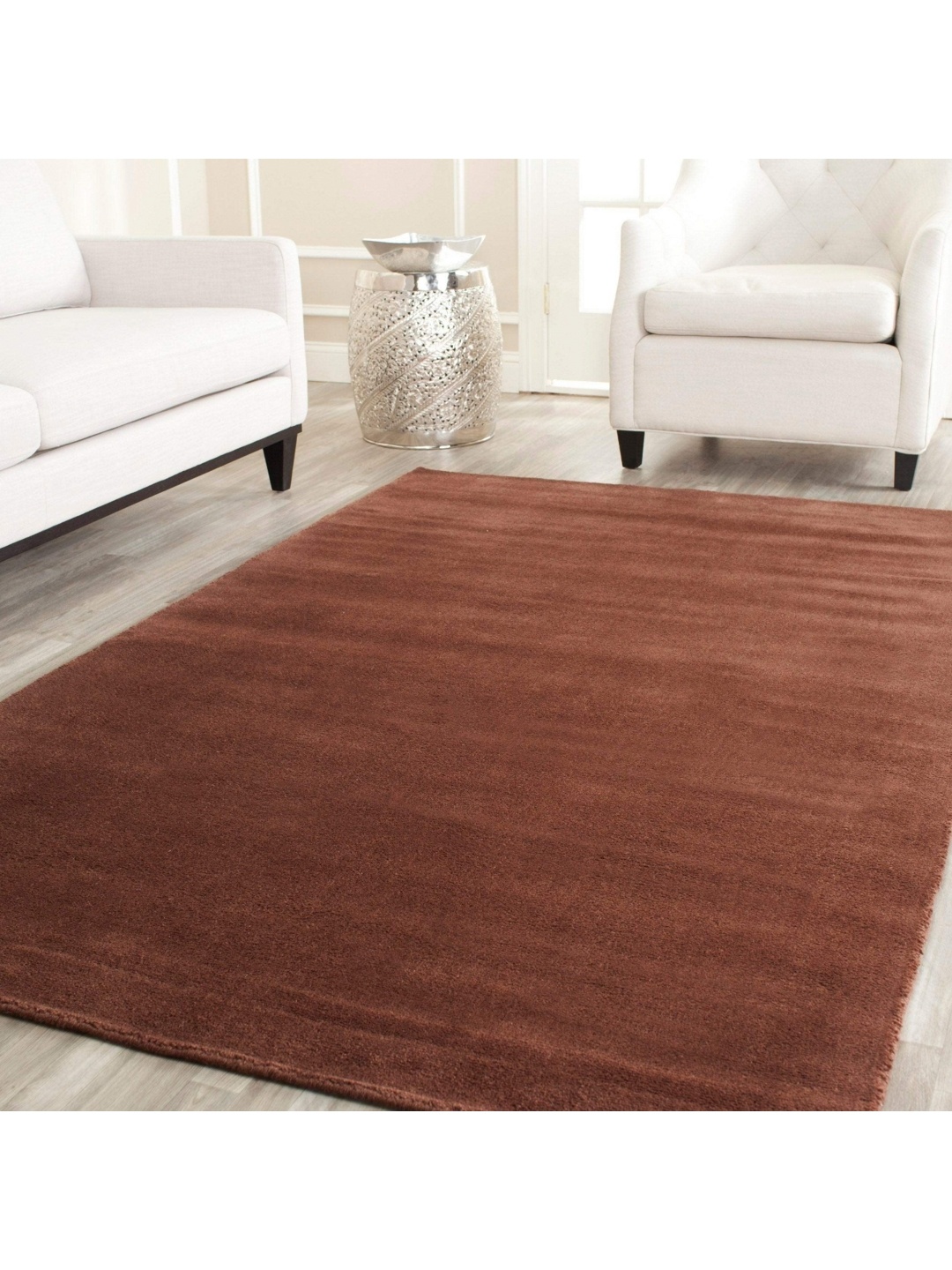 

IMRA CARPET Brown Solid Handmade Woollen Carpet
