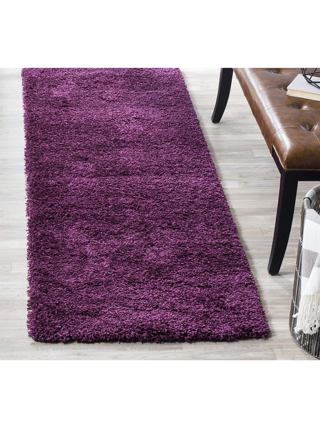 

IMRA CARPET Purple Solid Anti-Skid Woollen Carpet