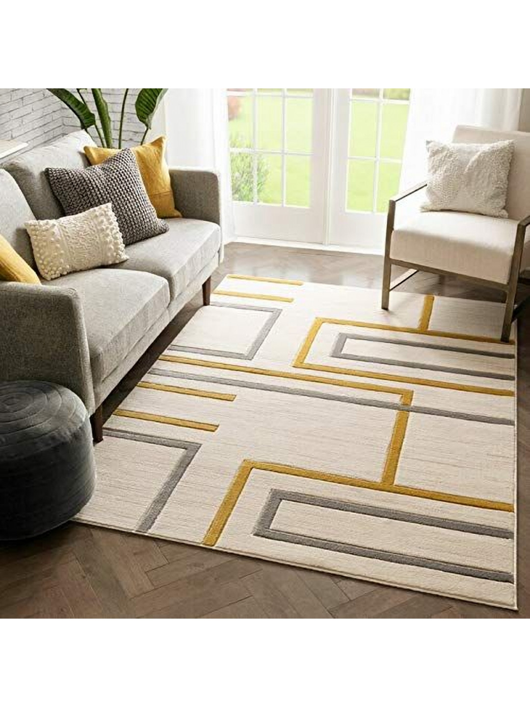 

IMRA CARPET Grey Geometric Woollen Carpet