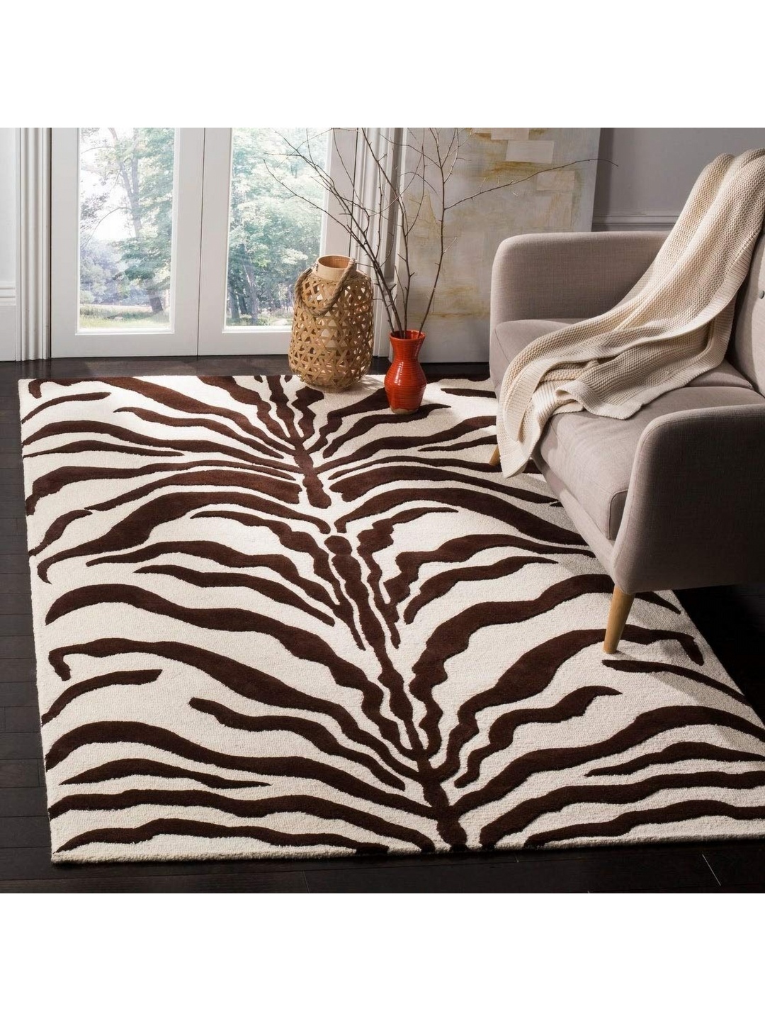 

IMRA CARPET Brown Abstract Handmade Woollen Carpet