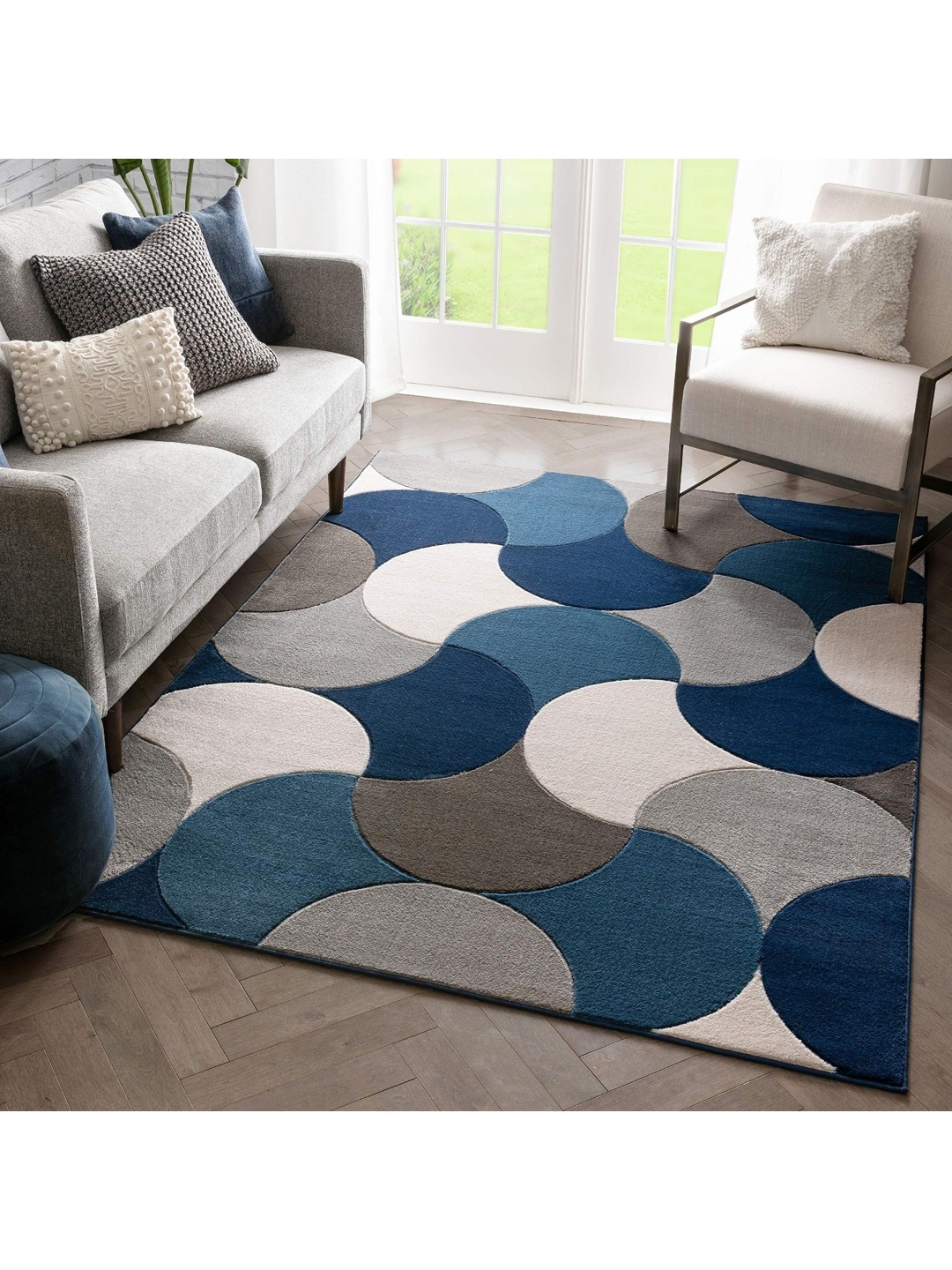 IMRA CARPET Black Geometric Woollen Carpet
