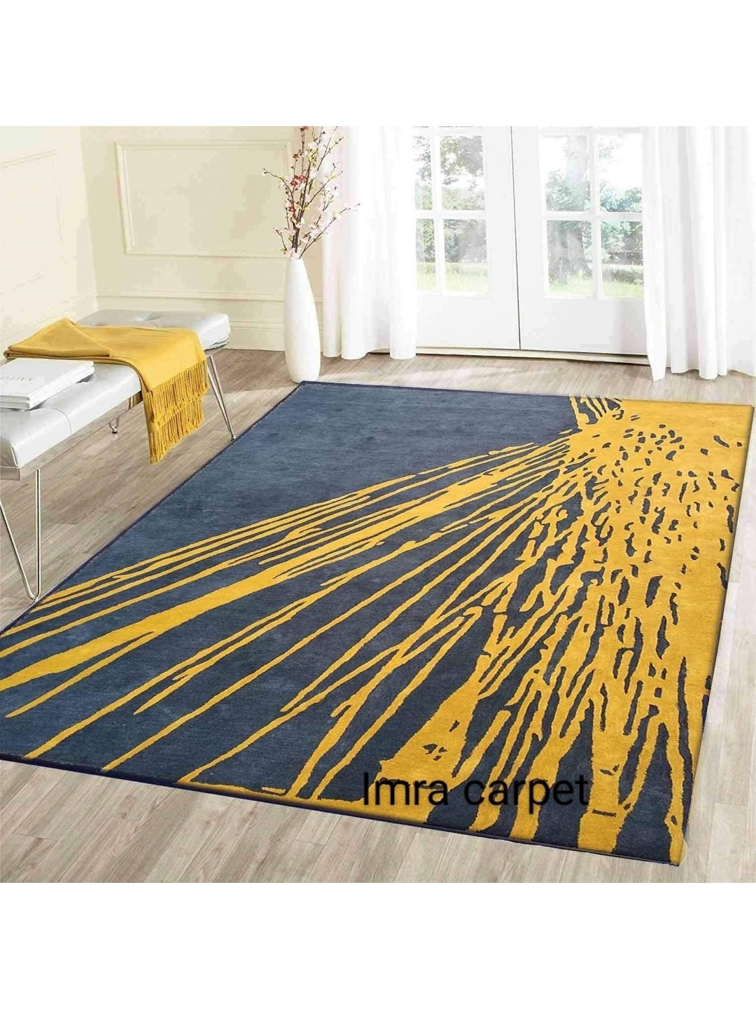 

IMRA CARPET Blue Abstract Woollen Carpet