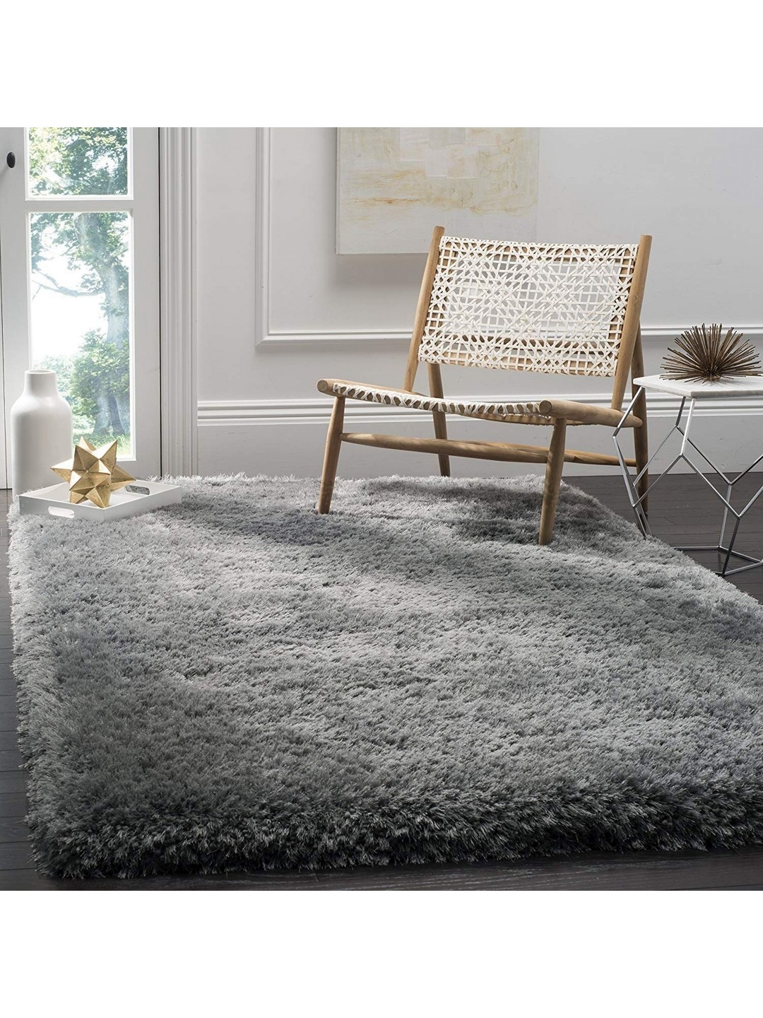 

IMRA CARPET Grey Solid Handmade Polyester Carpet