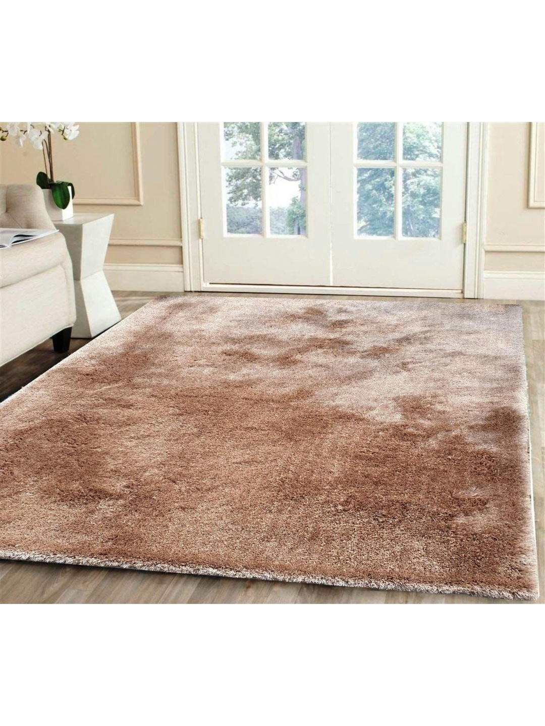 

IMRA CARPET Beige Solid Handmade Polyester Carpet