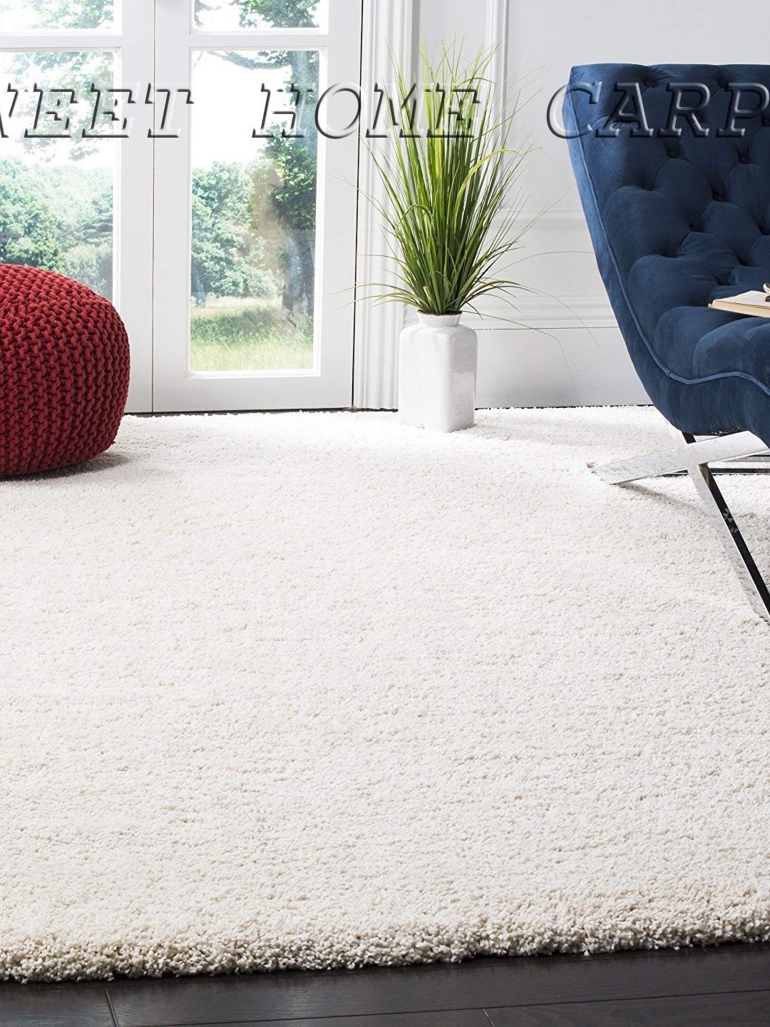 

IMRA CARPET White Solid Handmade Polyester Carpet