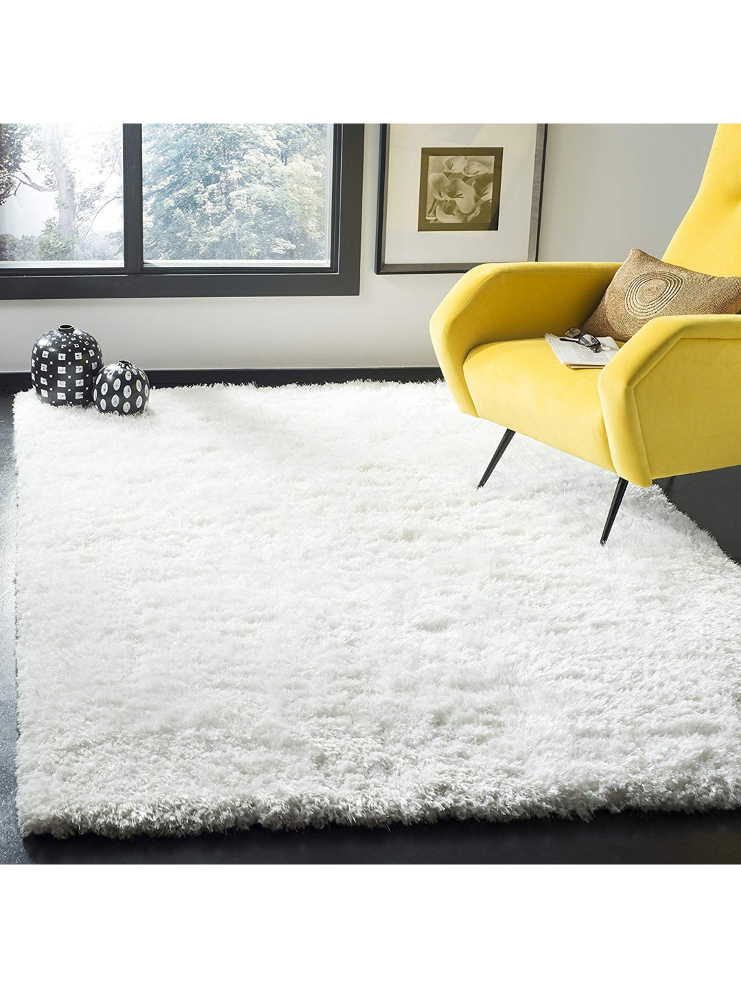 

IMRA CARPET White Solid Handmade Polyester Carpet