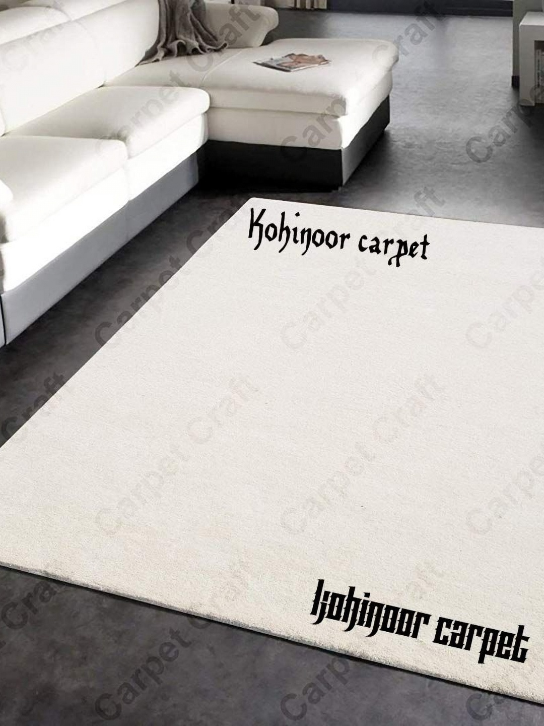 

IMRA CARPET Grey Solid Anti-Skid Woollen Carpet