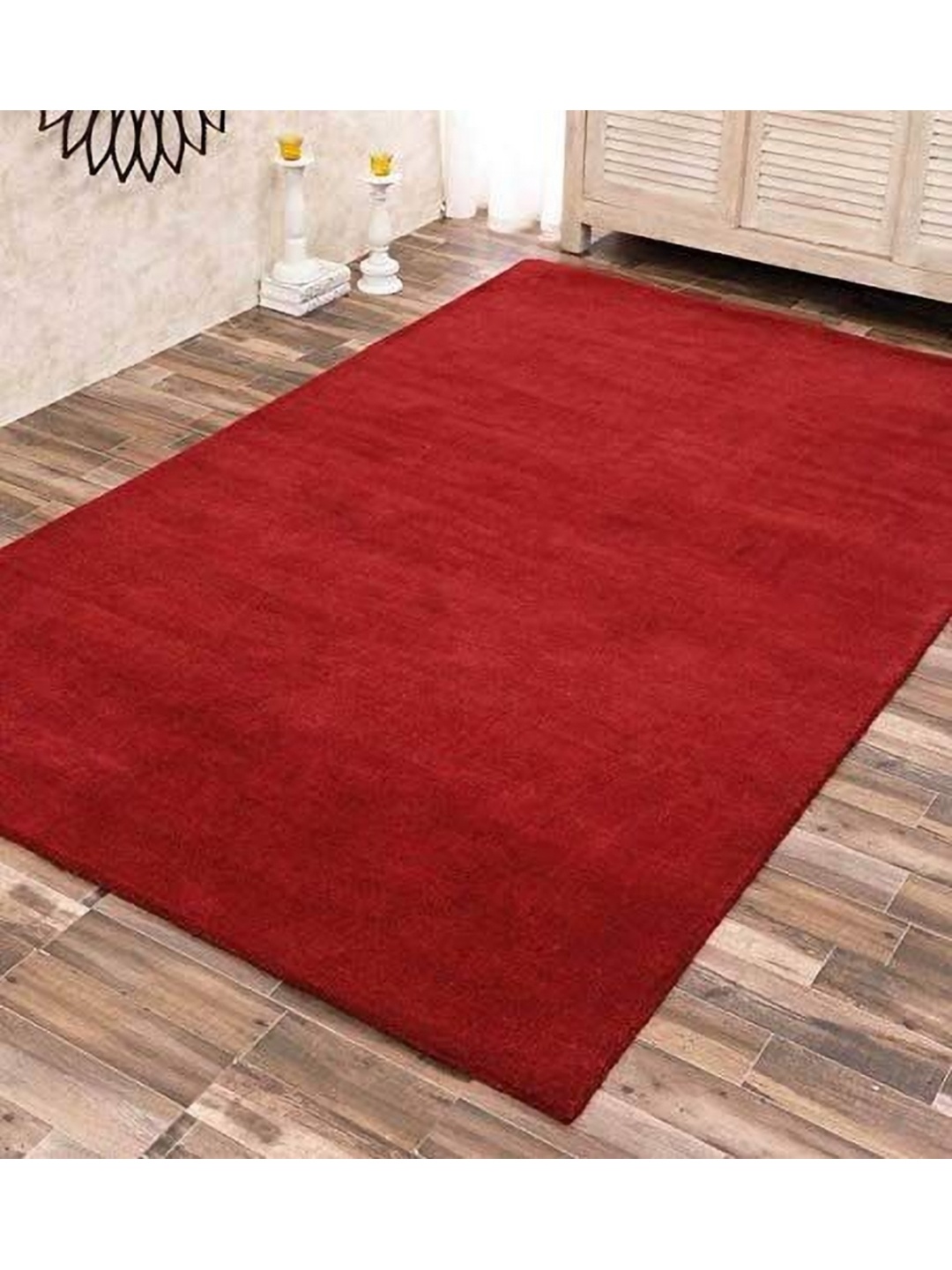 

IMRA CARPET Red Solid Woollen Carpet