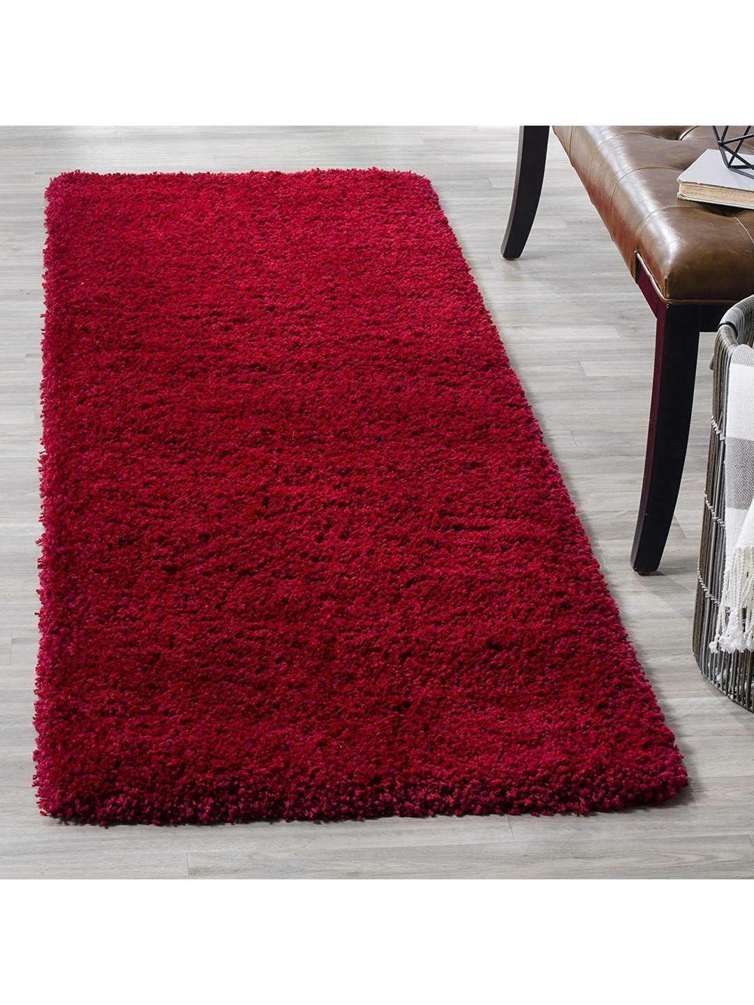 

IMRA CARPET Red Solid Anti-Skid Woollen Carpet