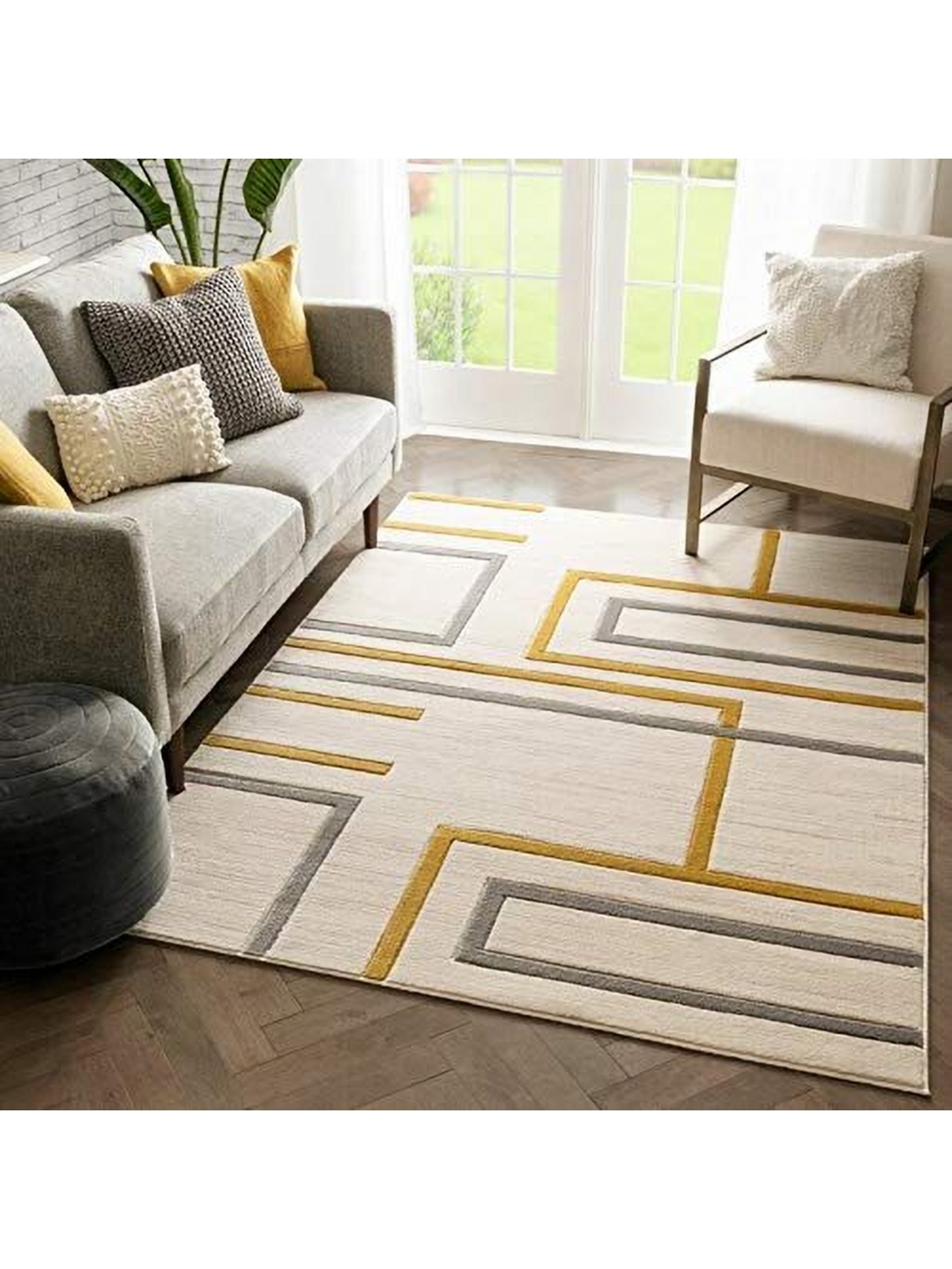 

IMRA CARPET Grey Geometric Handmade Woollen Carpet