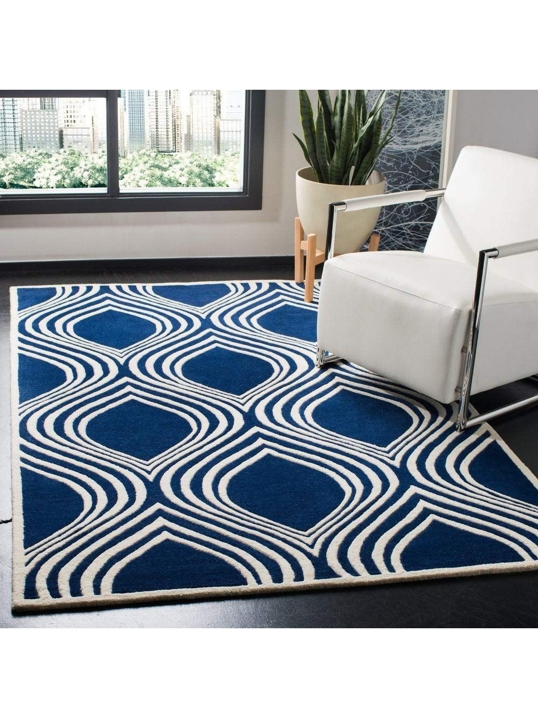 

IMRA CARPET Blue Abstract Woollen Carpet