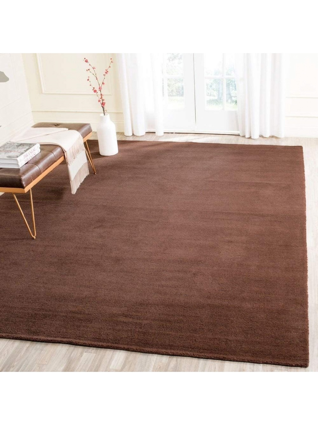 

IMRA CARPET Brown Solid Woollen Carpet