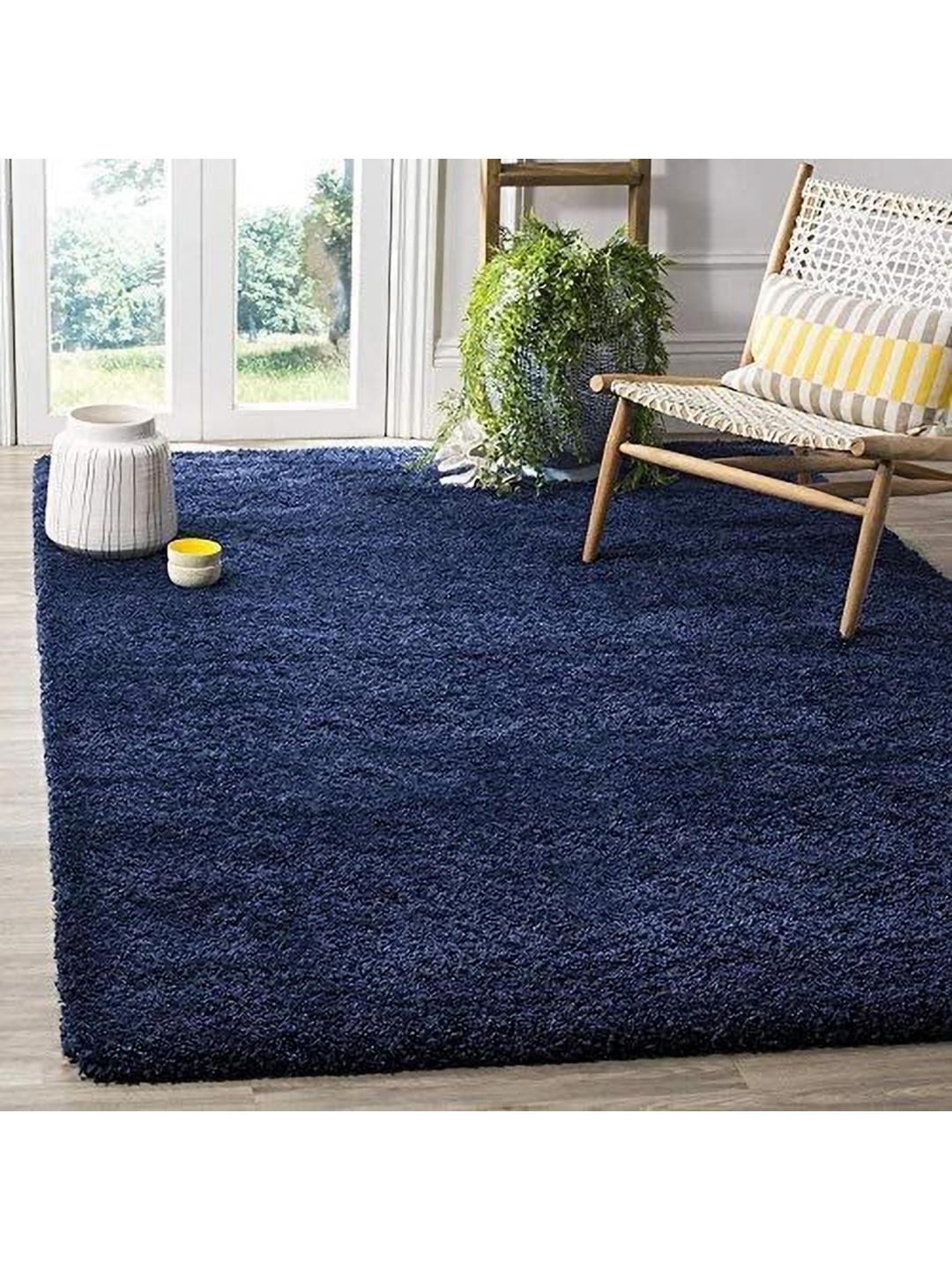 

IMRA CARPET Blue Solid Handmade Polypropylene Carpet