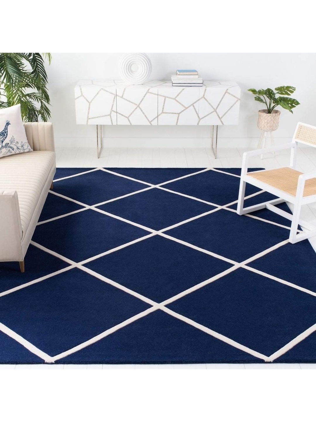 

IMRA CARPET Blue Geometric Woollen Carpet