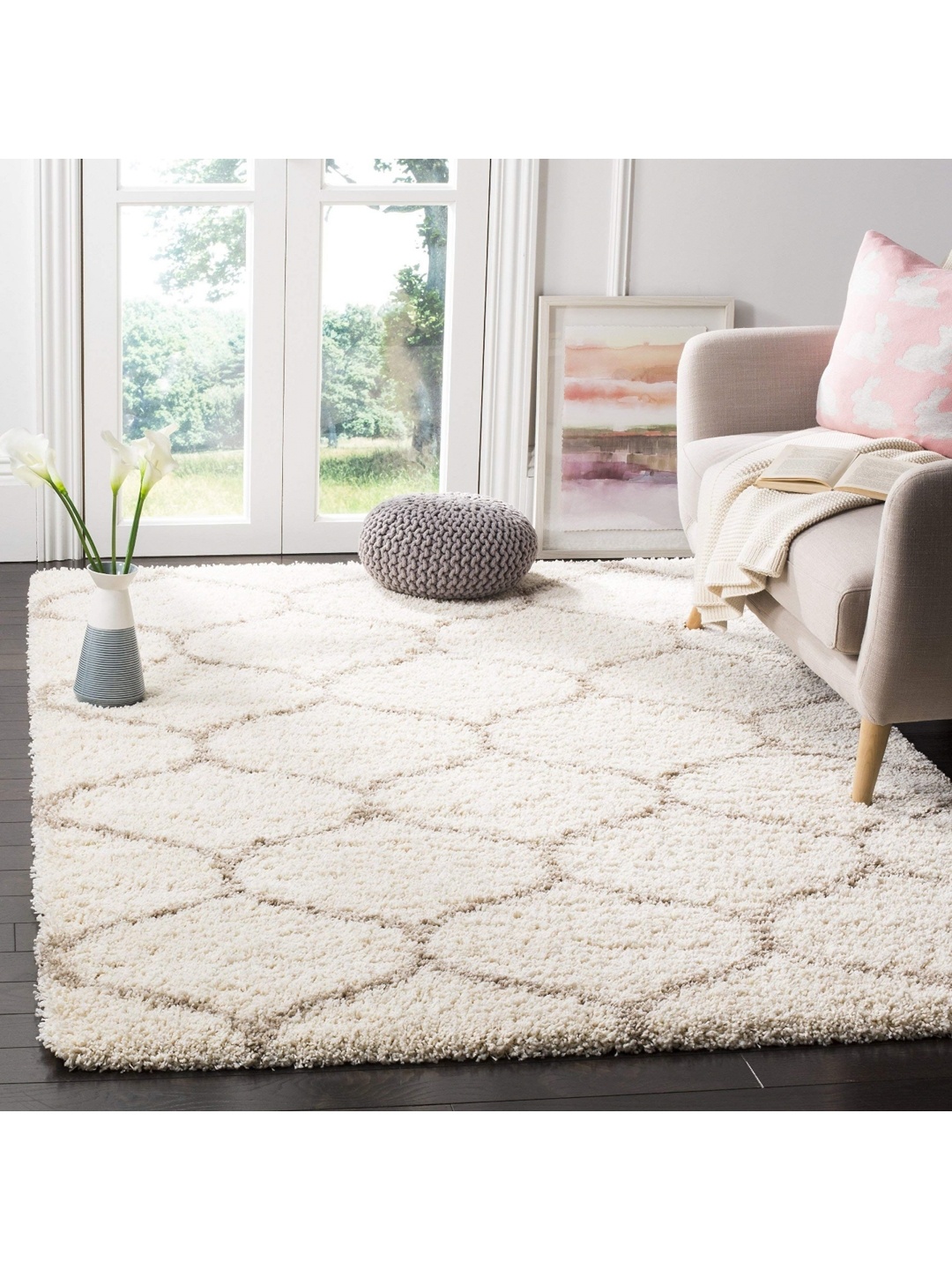 

IMRA CARPET Grey Geometric Handmade Polyester Carpet