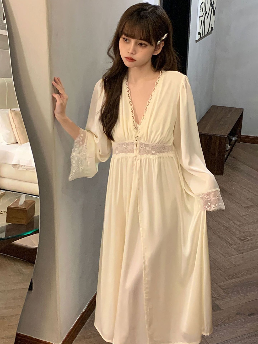 

LULU & SKY Maxi Nightdress, Off white