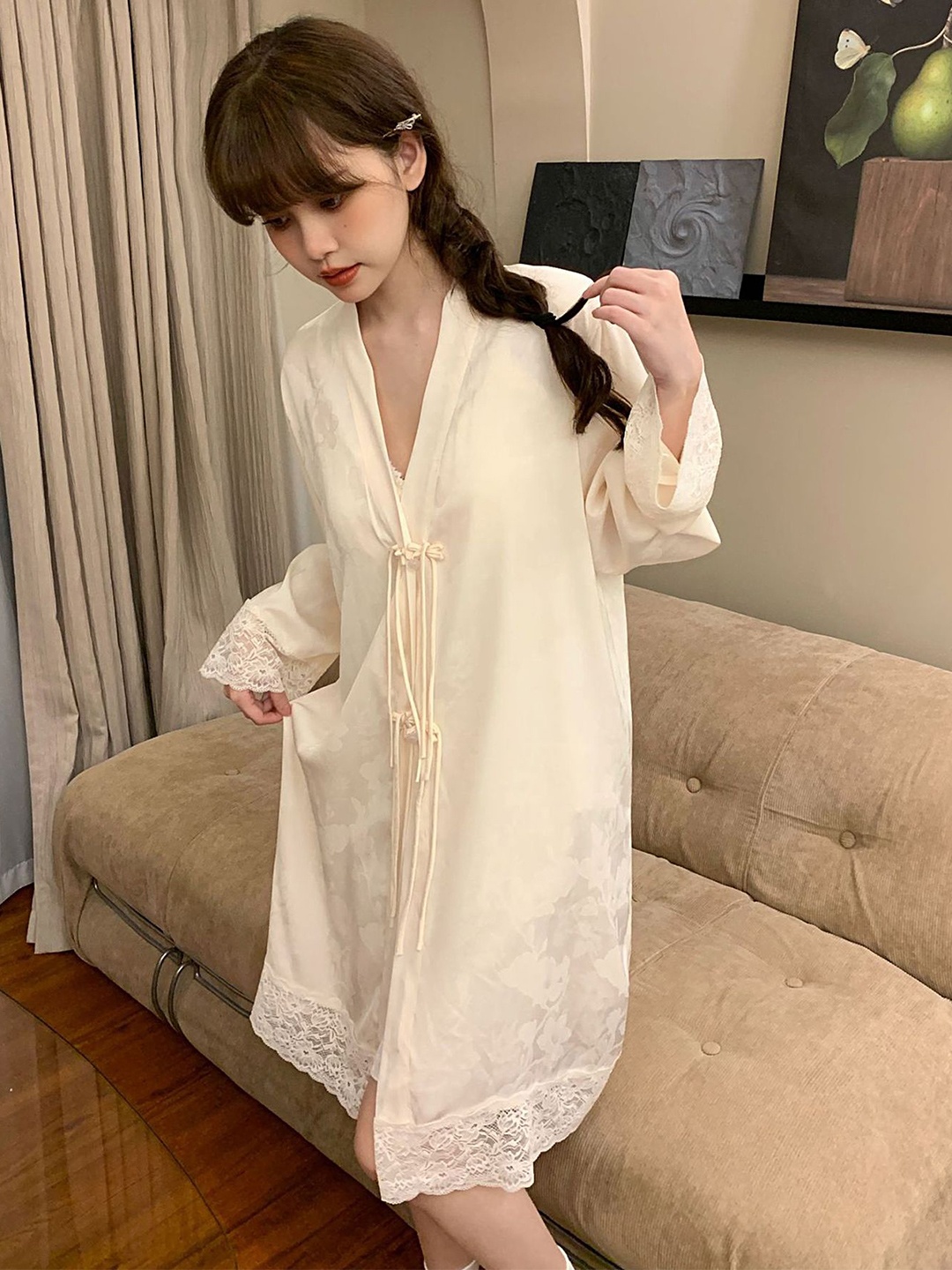 

LULU & SKY Printed Nightdress, Off white