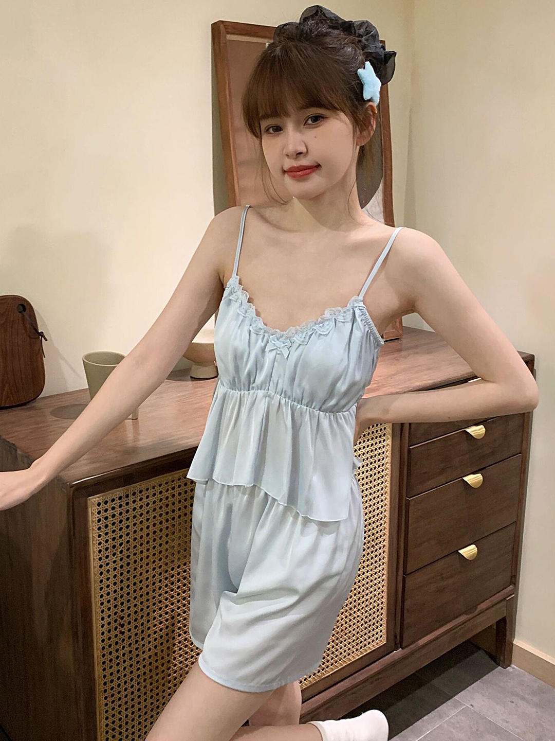 

LULU & SKY Sleeveless Top & Shorts Night Suit, Blue