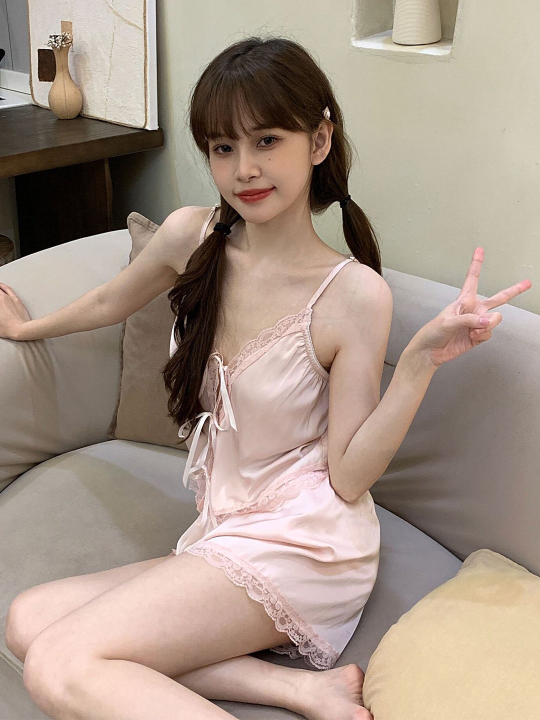 

LULU & SKY Top & Shorts Night Suit, Pink