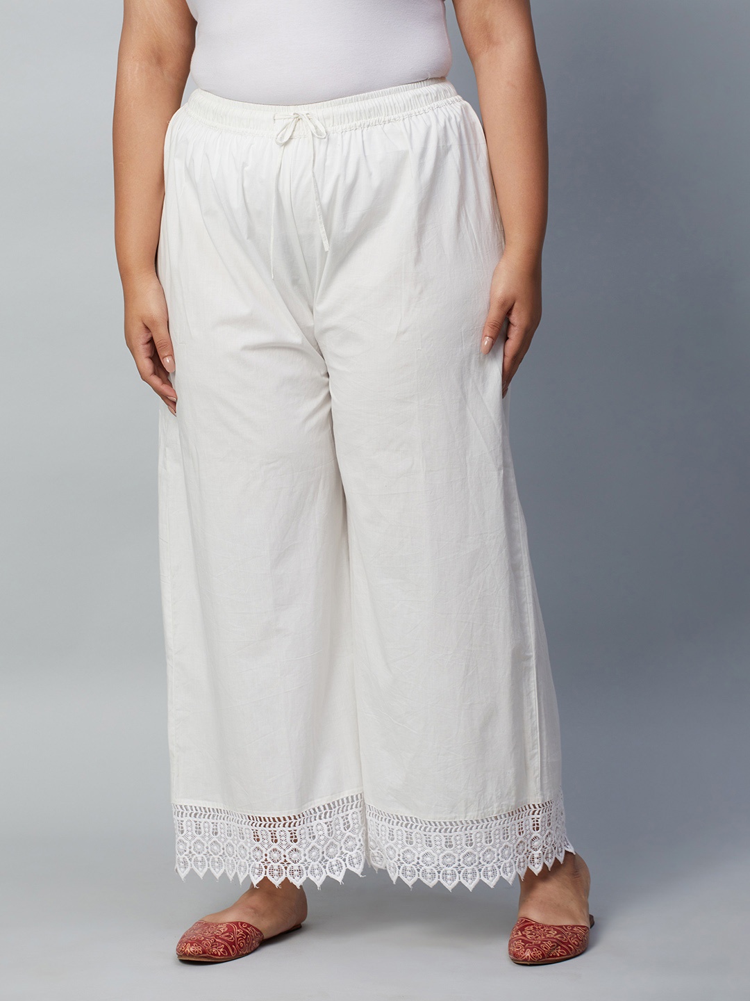 

Big Hello - The Plus Life Wide Leg Pure Cotton Breathable Palazzos, White