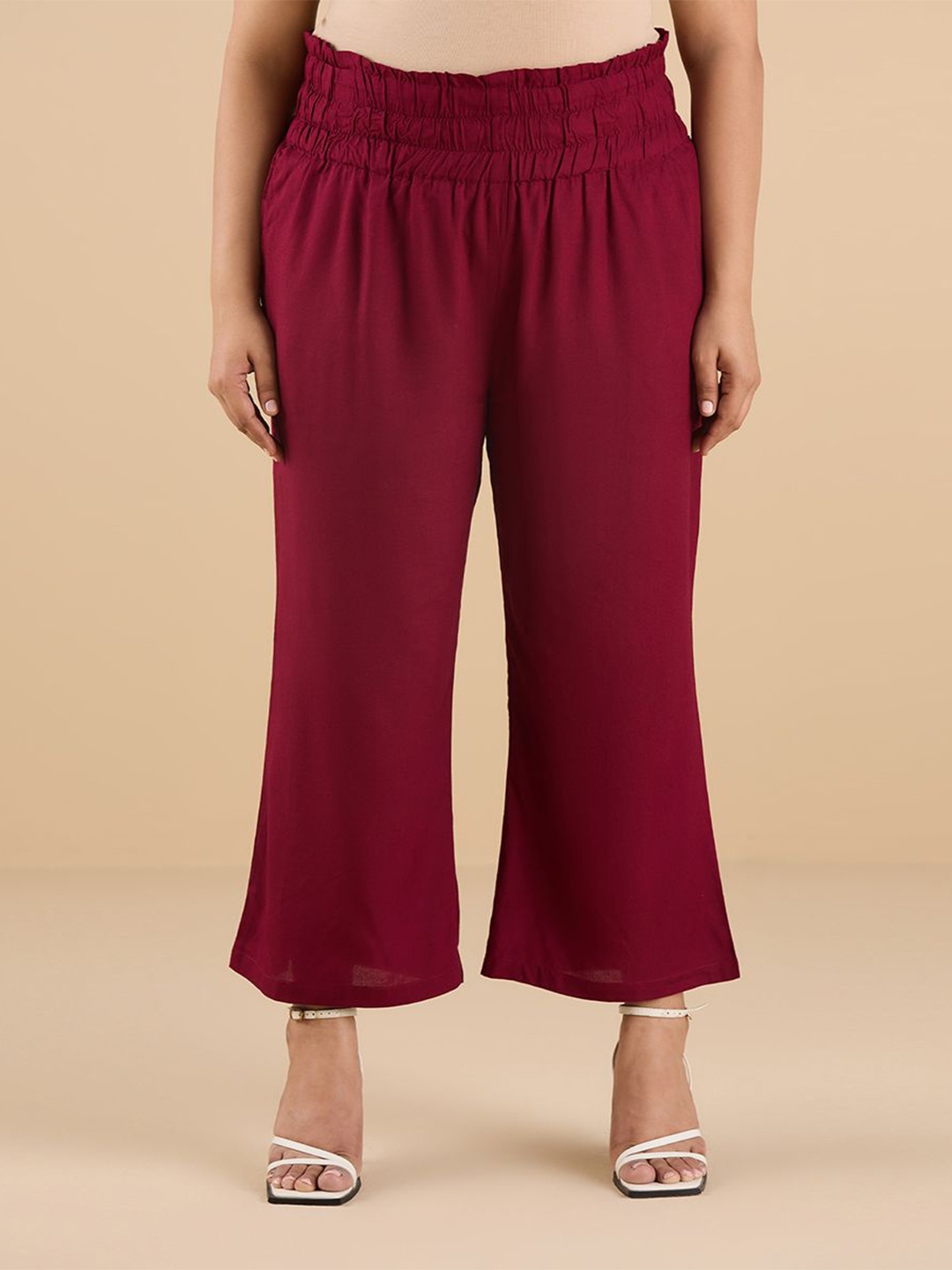 

Big Hello - The Plus Life Women Cropped Palazzos, Maroon