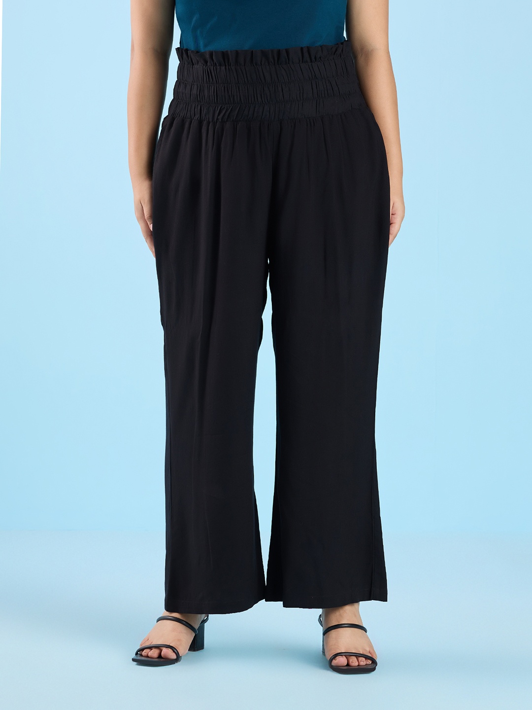

Big Hello - The Plus Life Wide Leg Pleated Palazzos, Black