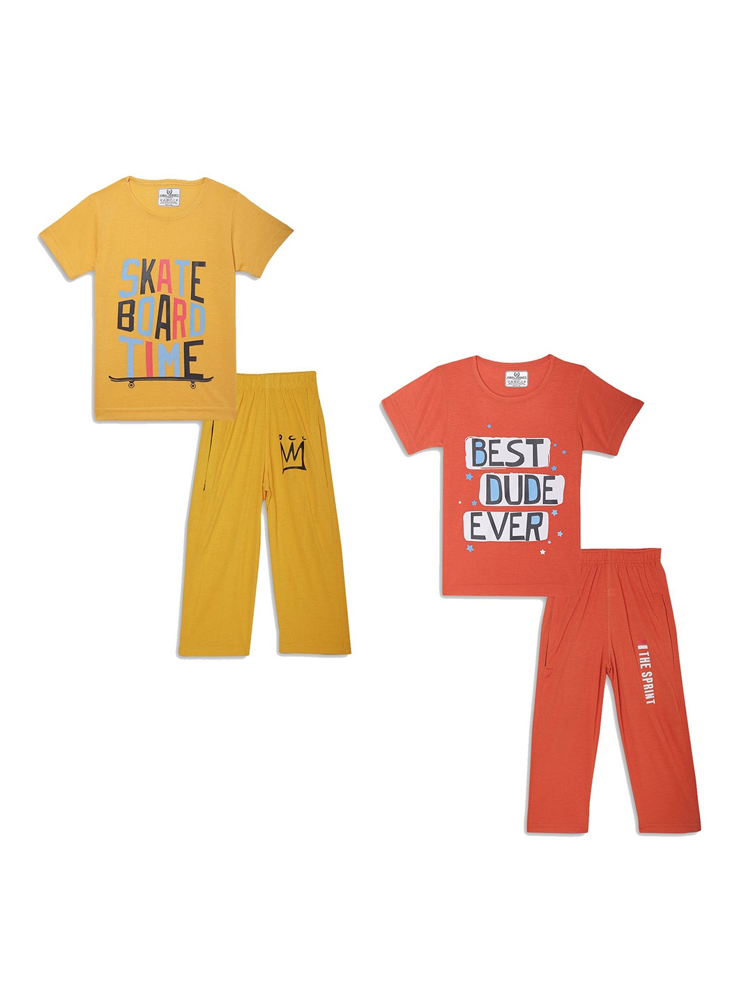 

VIMAL JONNEY Unisex Kids Printed T-shirt with Pyjamas, Yellow