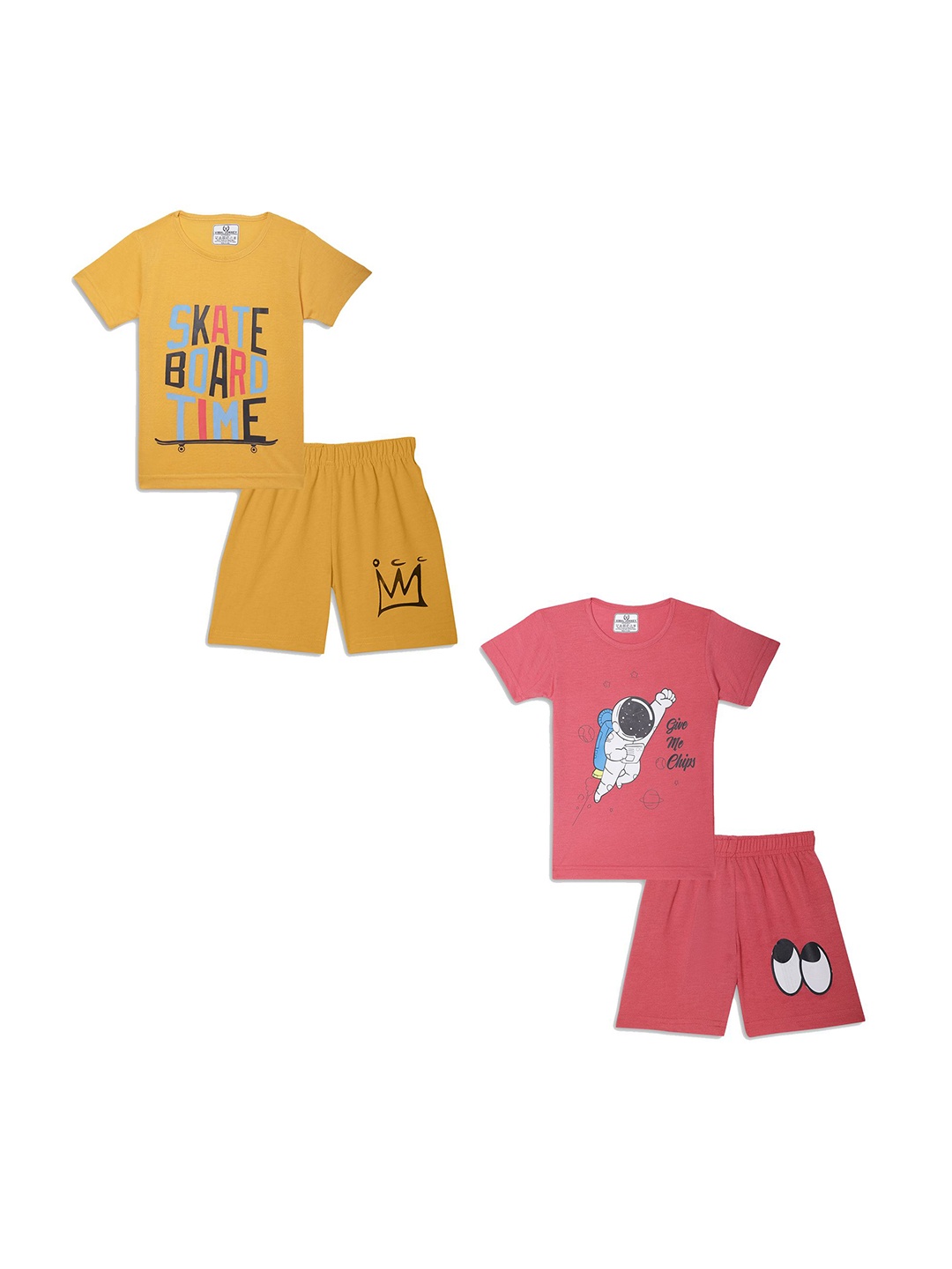 

MACK JONNEY Unisex Kids Printed T-shirt with Shorts, Yellow