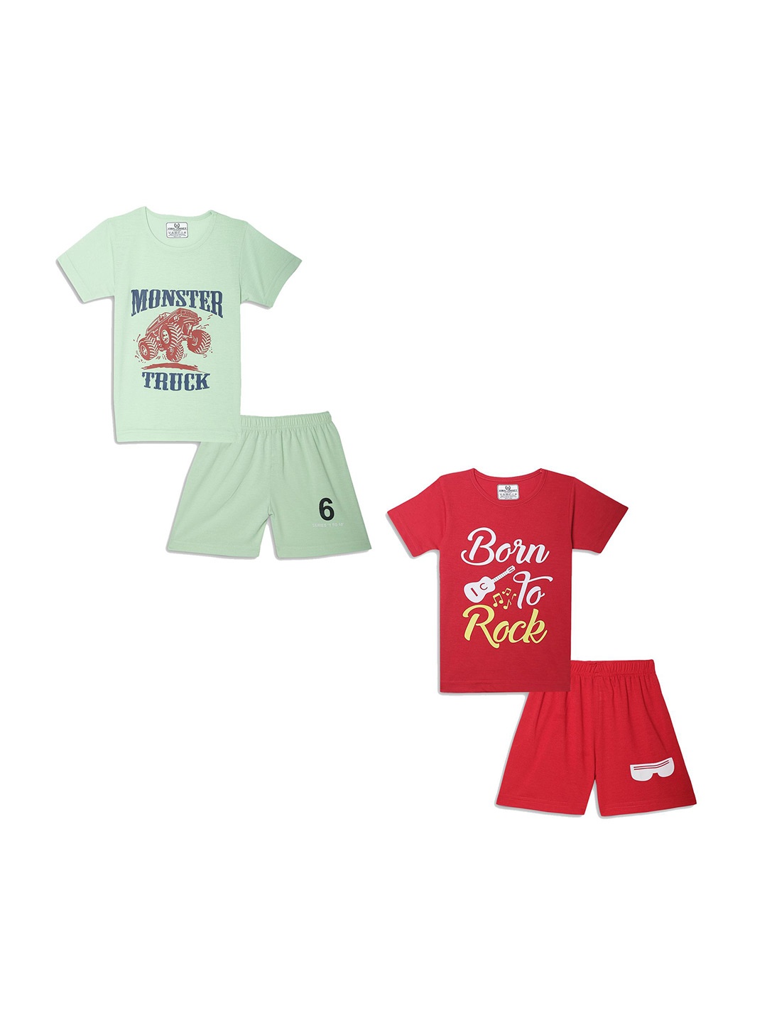 

VIMAL JONNEY Unisex Kids Printed T-shirt with Shorts, Green