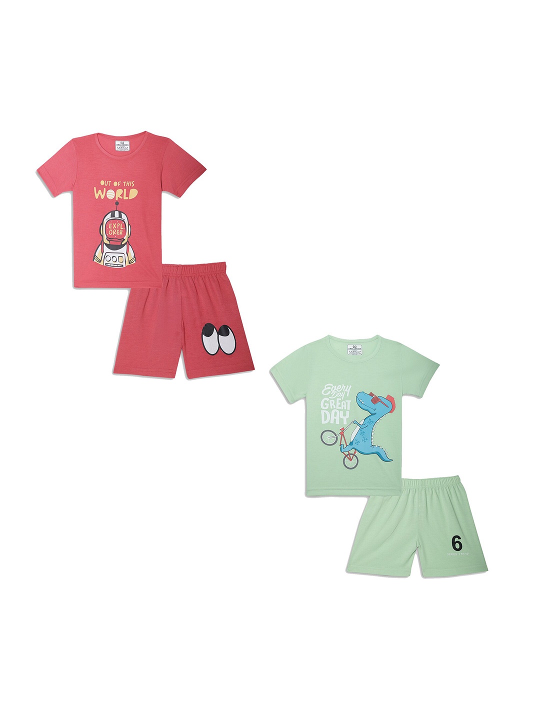 

VIMAL JONNEY Unisex Kids Printed T-shirt with Shorts, Pink