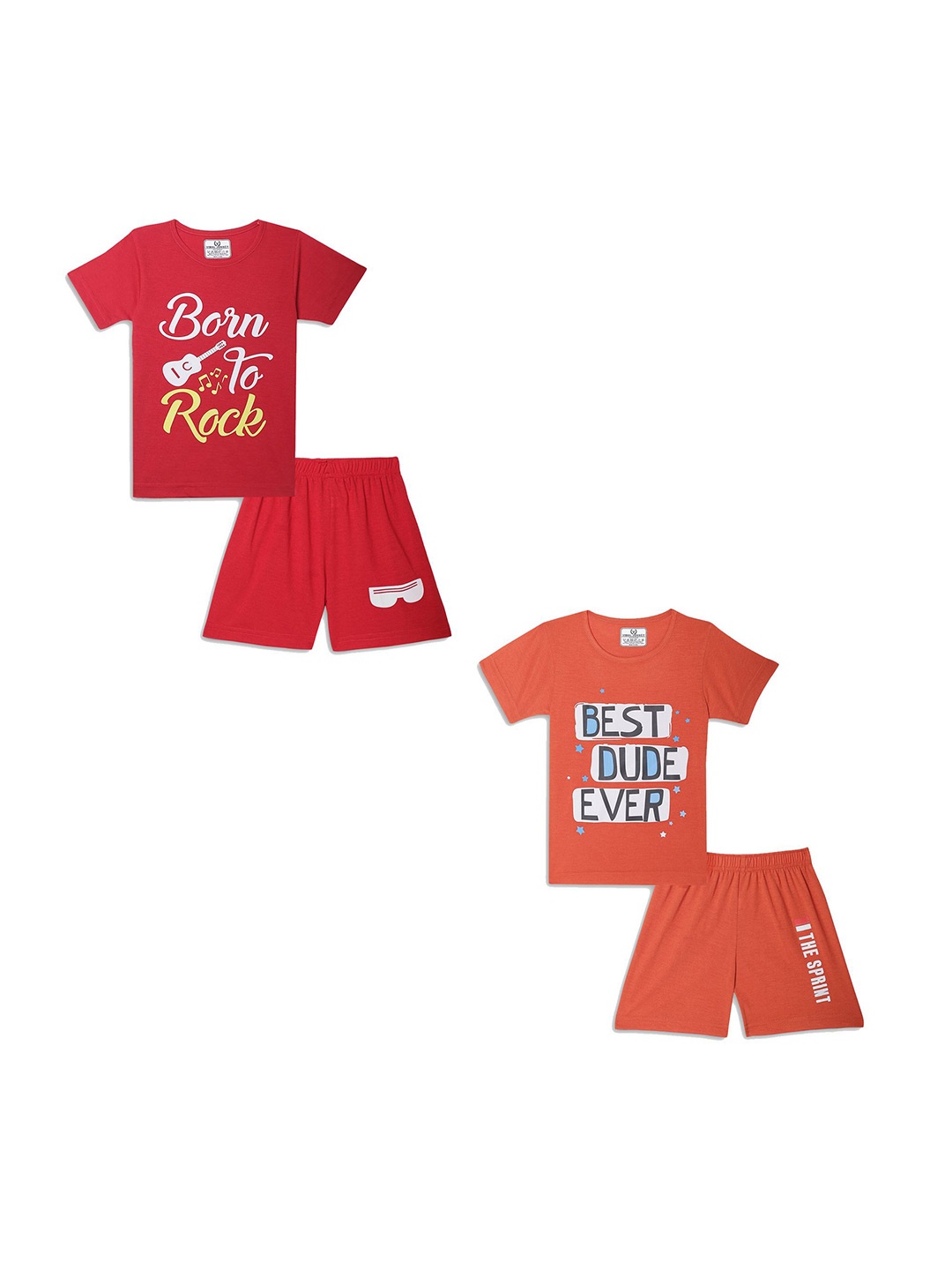 

VIMAL JONNEY Unisex Kids Printed T-shirt with Shorts, Red