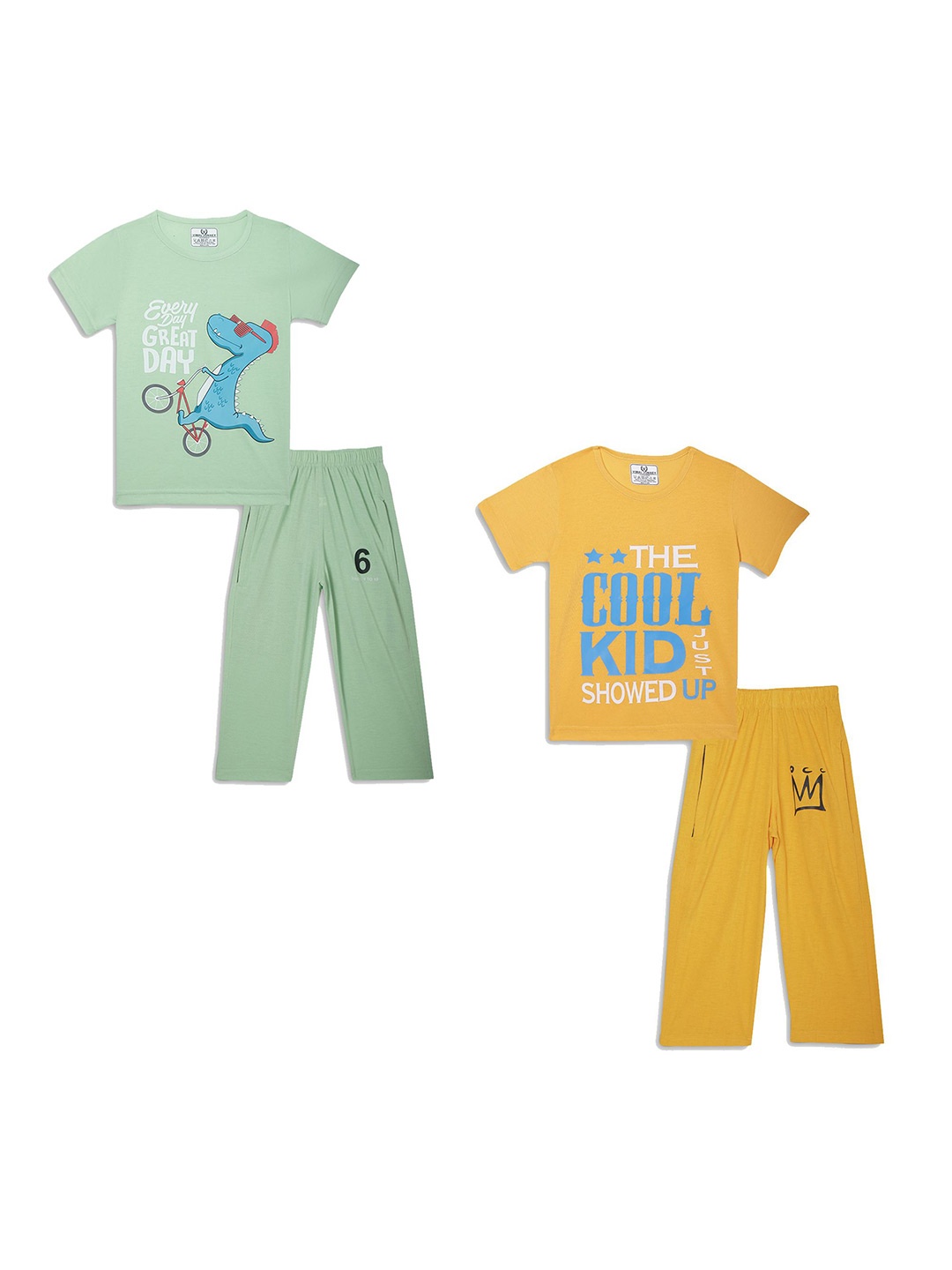 

VIMAL JONNEY Unisex Kids Printed T-shirt with Pyjamas, Green