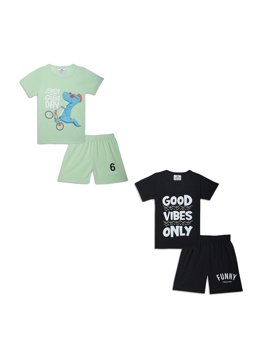 

VIMAL JONNEY Unisex Kids Printed T-shirt with Shorts, Green